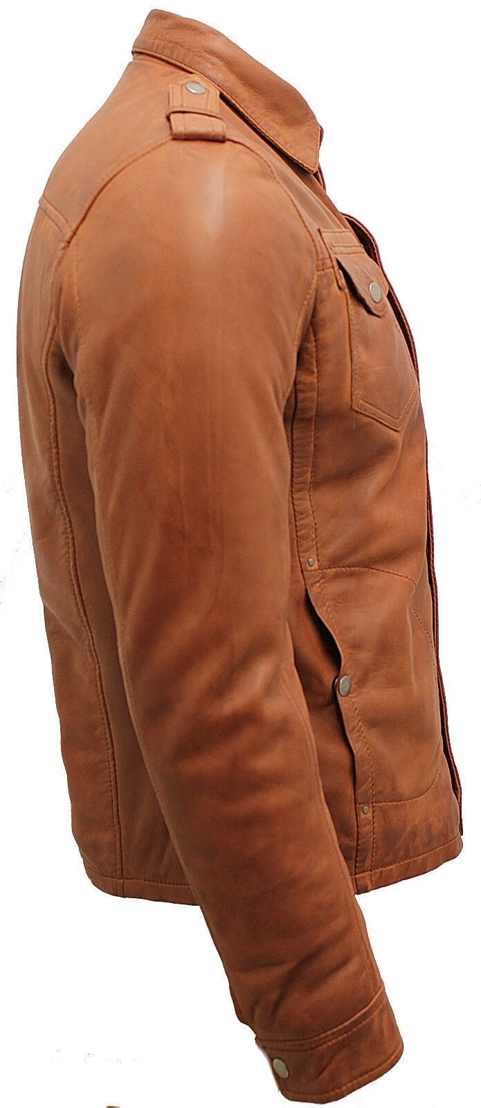 Mens Leather Jeans Style Shirt Jacket-Dawley - Image 2