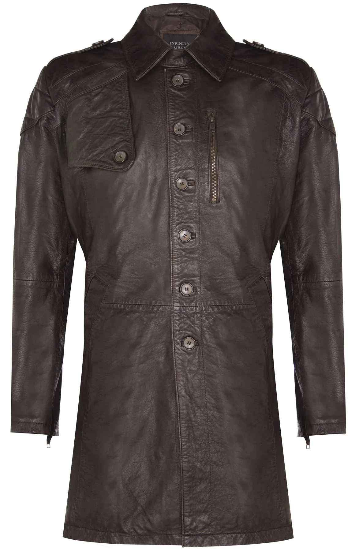 Mens Long Leather Trench Coat-Filton - Image 5
