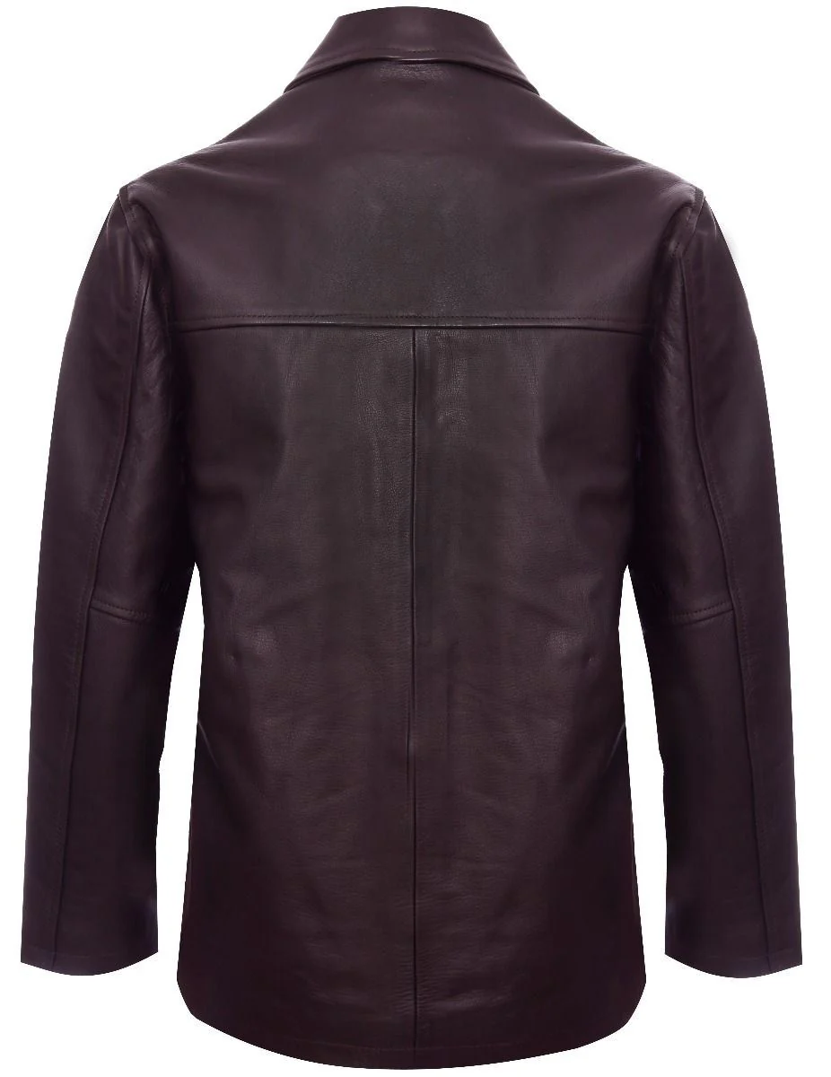 Mens Mid-Length Cowhide Leather Box Jacket-Fairford - Image 3