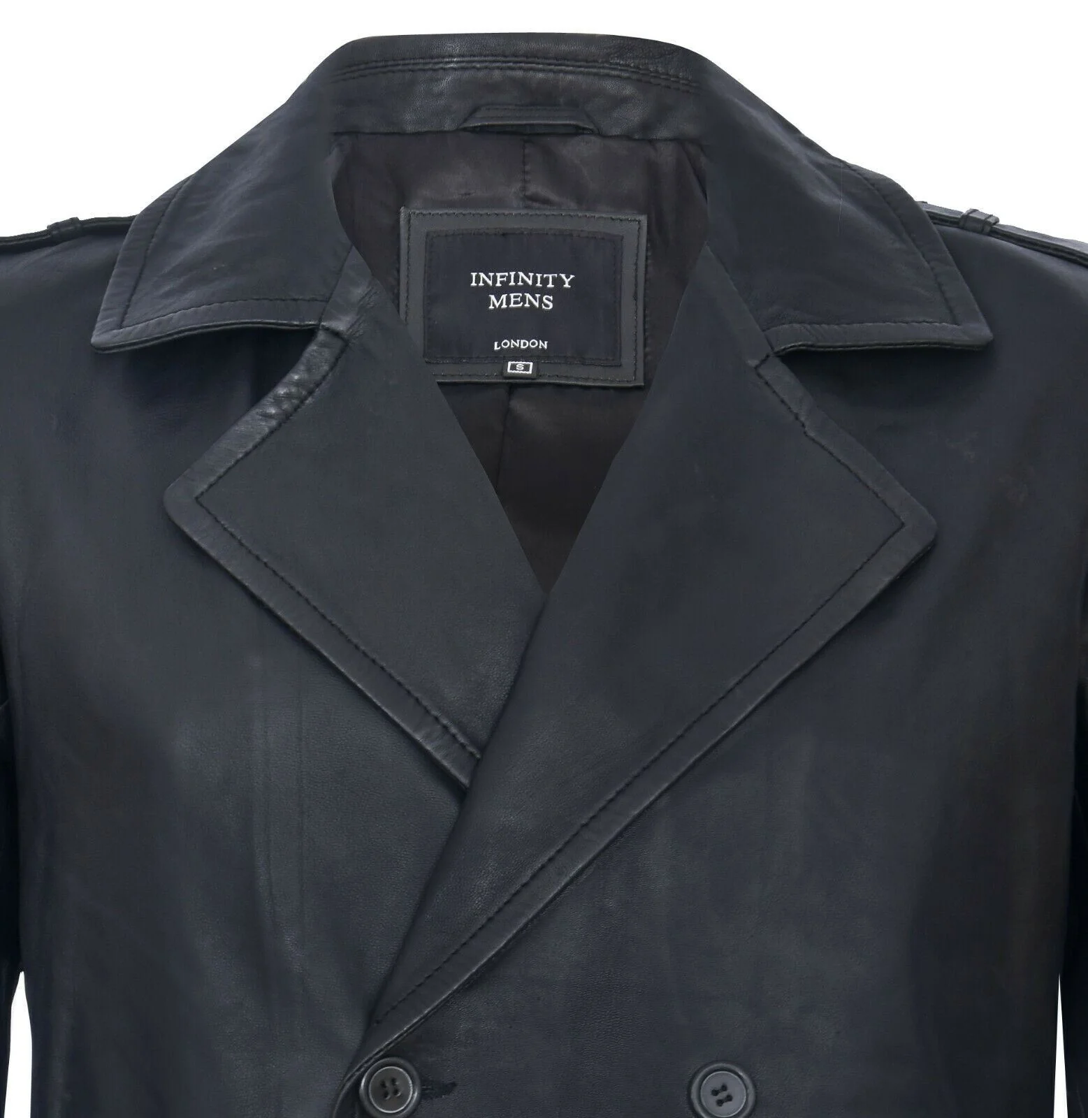 Mens Mid-Length Leather Peacoat-Epworth - Image 4