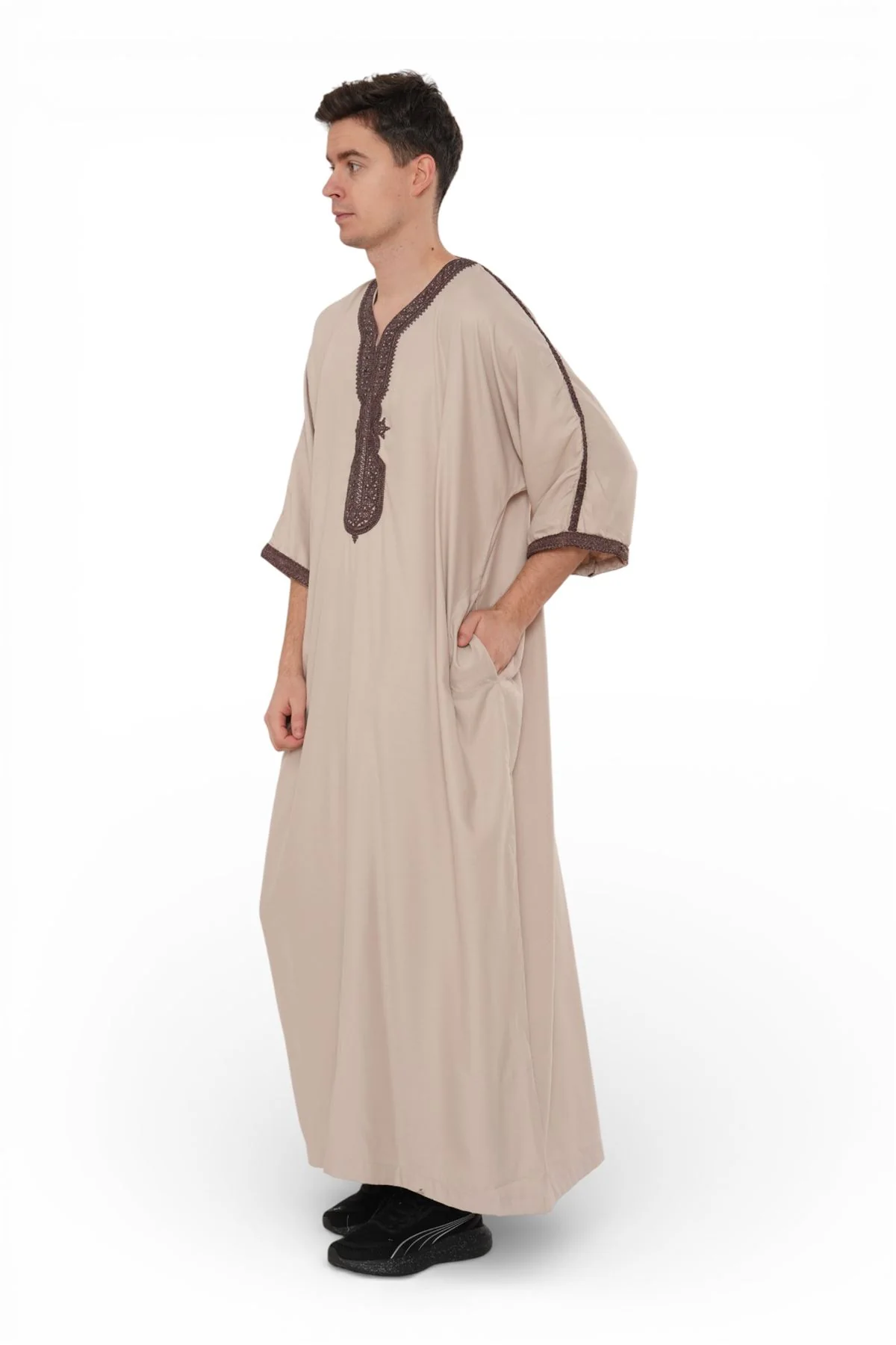Men's Moroccan Thobe Robe Djellaba Gandoura Eid Jubba- HM66 - Image 3