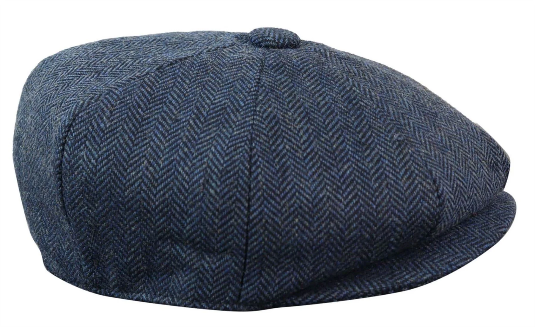Mens Peaky Blinders Blue Tweed Gatsby Flat Baker Hat - Image 3