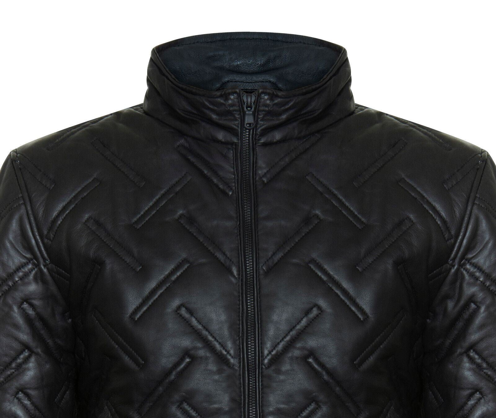 Mens Quilted Leather Bomber Jacket - Taunton - Image 5