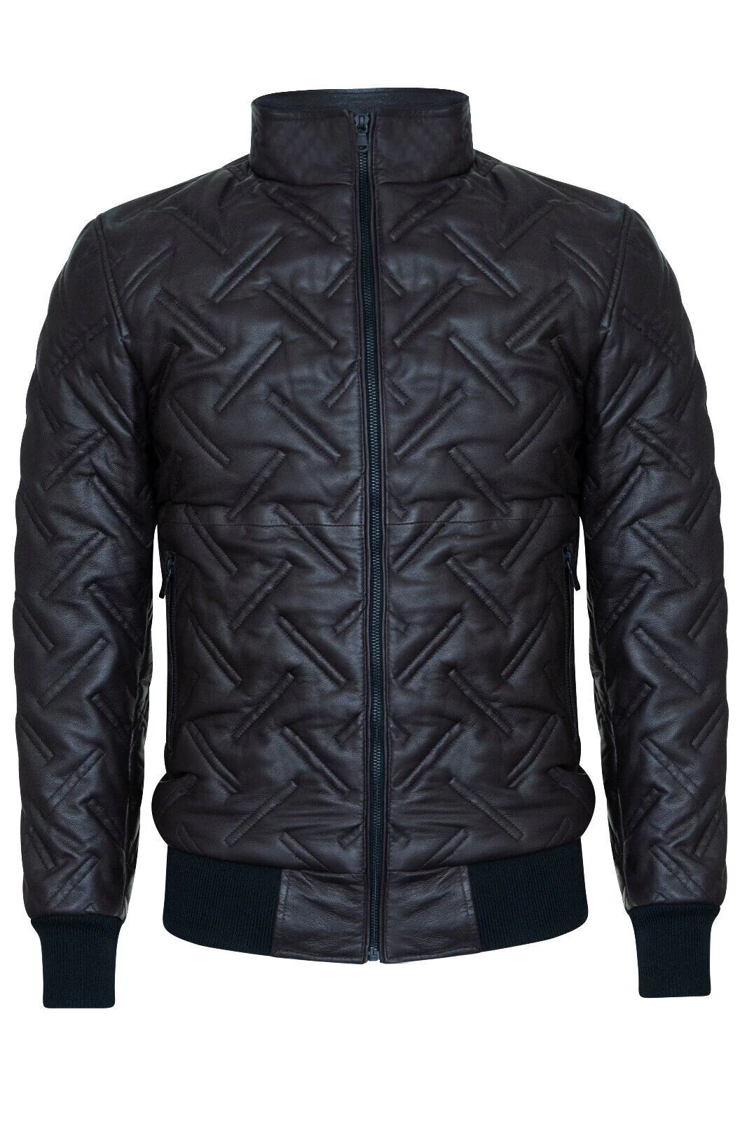 Mens Quilted Leather Bomber Jacket - Taunton - Image 6