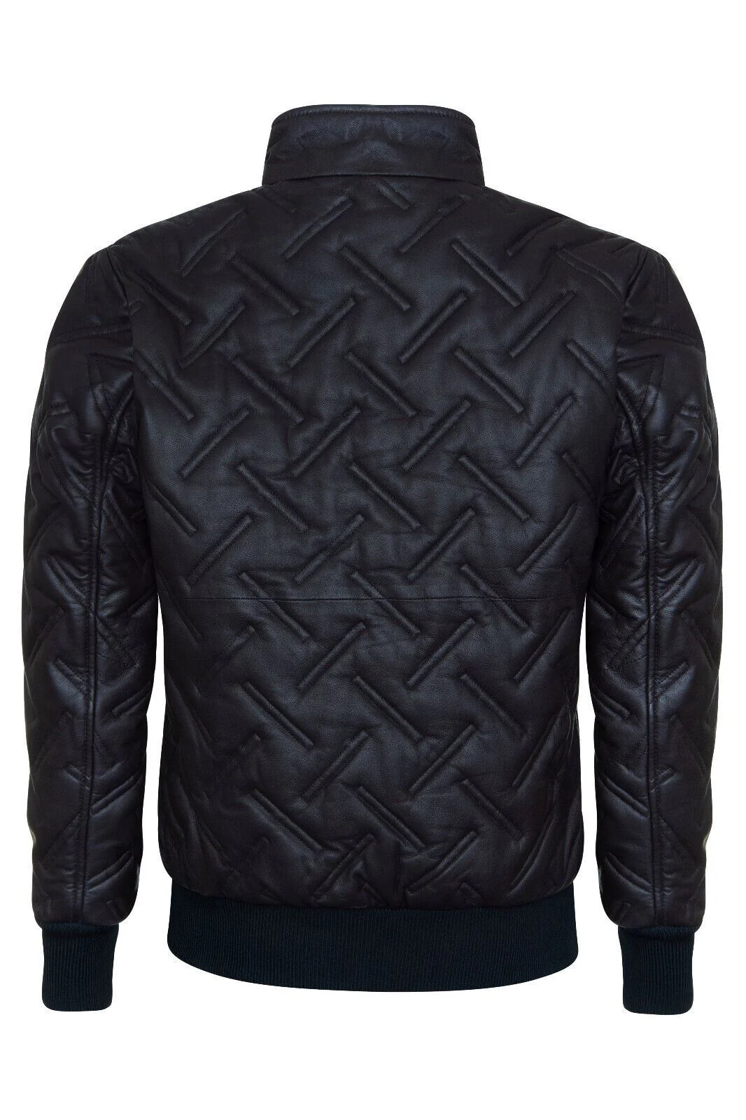 Mens Quilted Leather Bomber Jacket - Taunton - Image 8