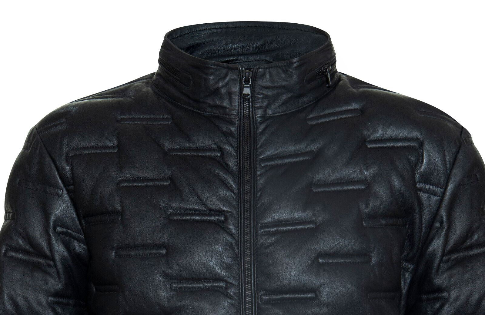 Mens Quilted Puffer Leather Bomber Jacket - Torpoint - Image 4