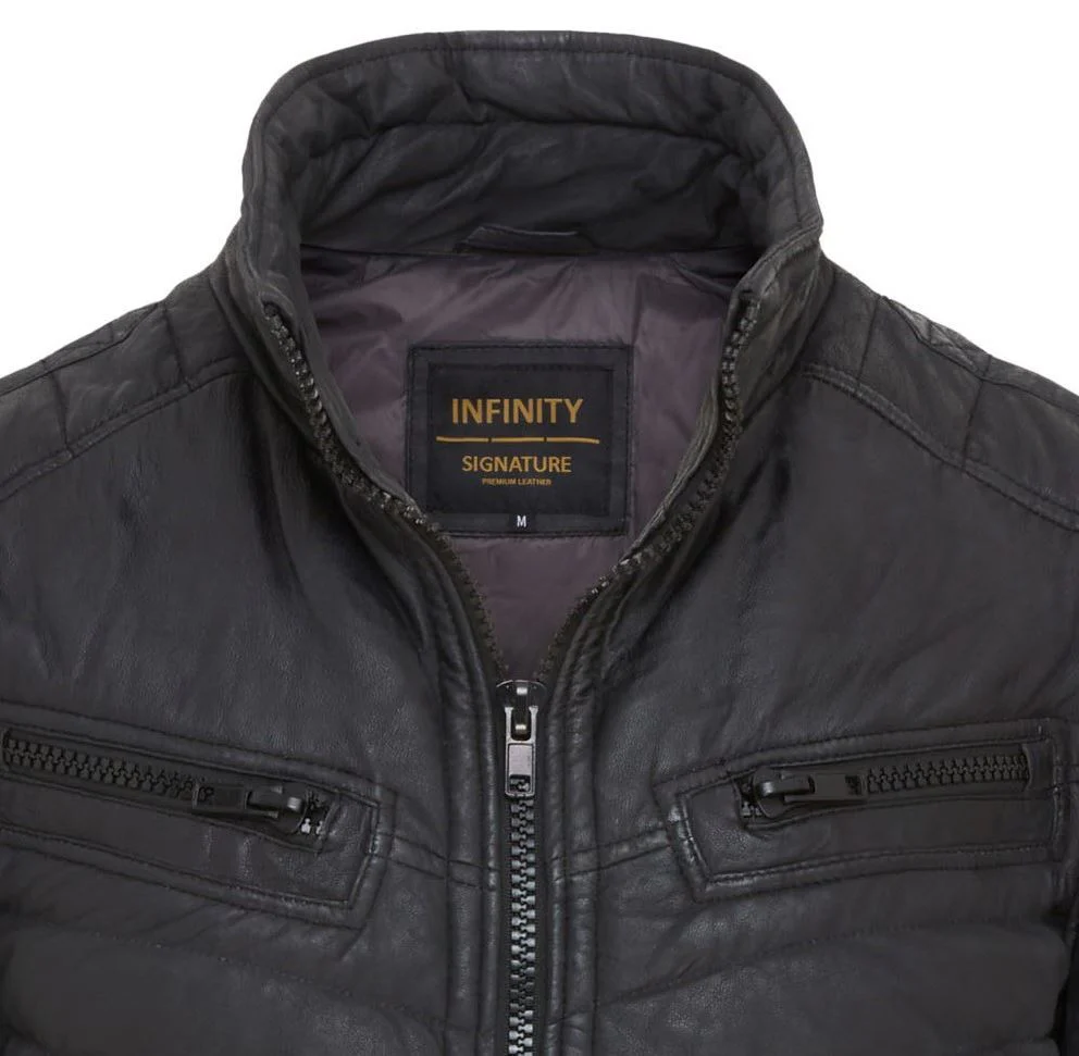 Mens Quilted Puffer Leather Bomber Jacket - Torpoint - Image 23