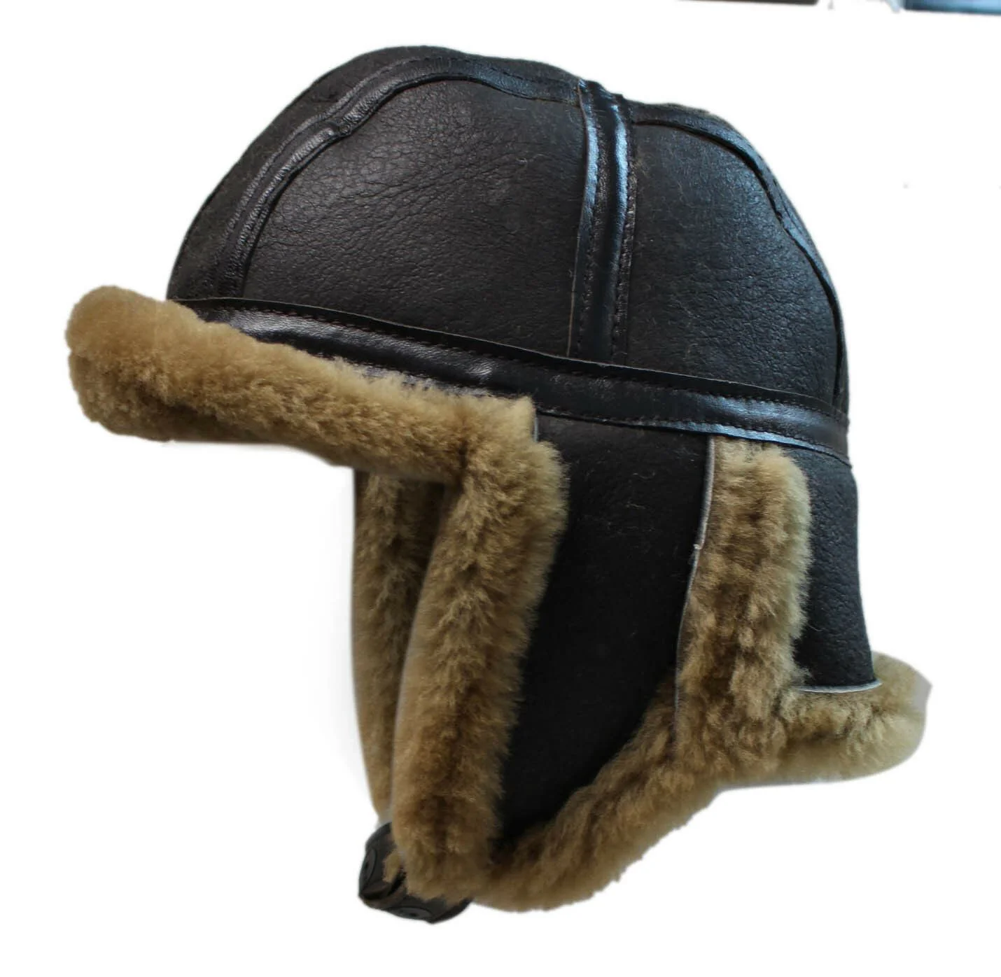 Mens RAF Aviator Sheepskin B-55 Trapper Hat - Image 4