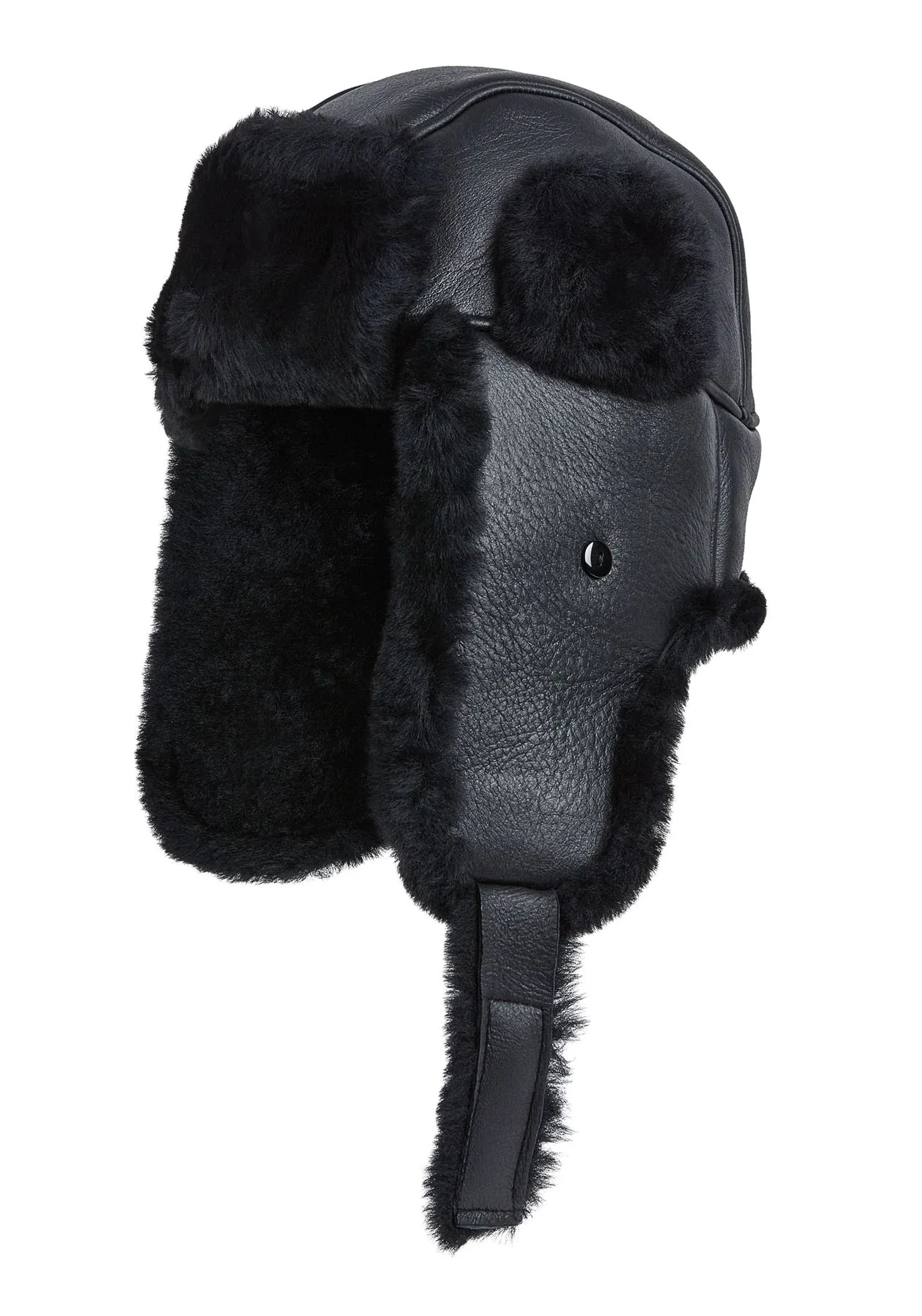 Mens RAF Aviator Sheepskin B-55 Trapper Hat Winter Warm Leather Navigator Hat - Image 7