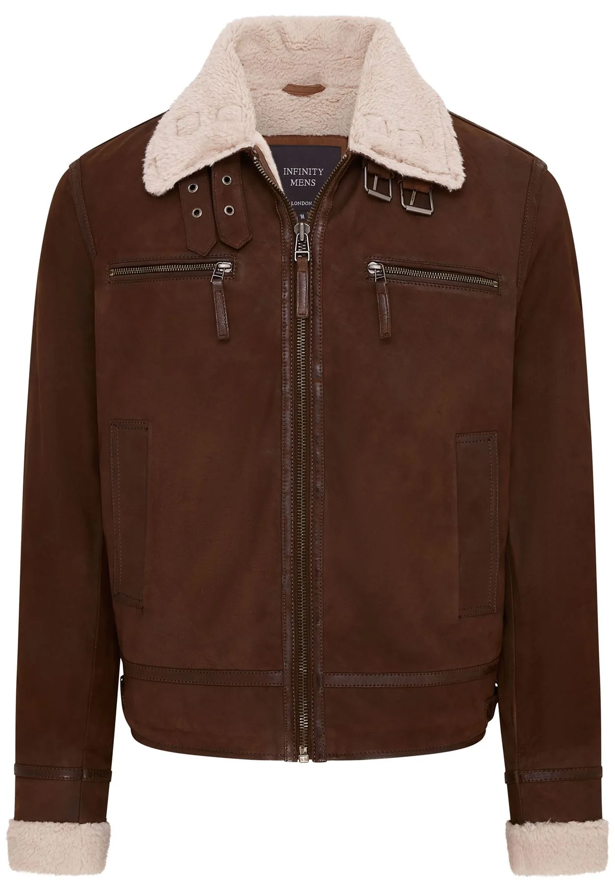 Mens Real Sheep Suede Bomber Aviator Jacket - Sandnes - Image 13