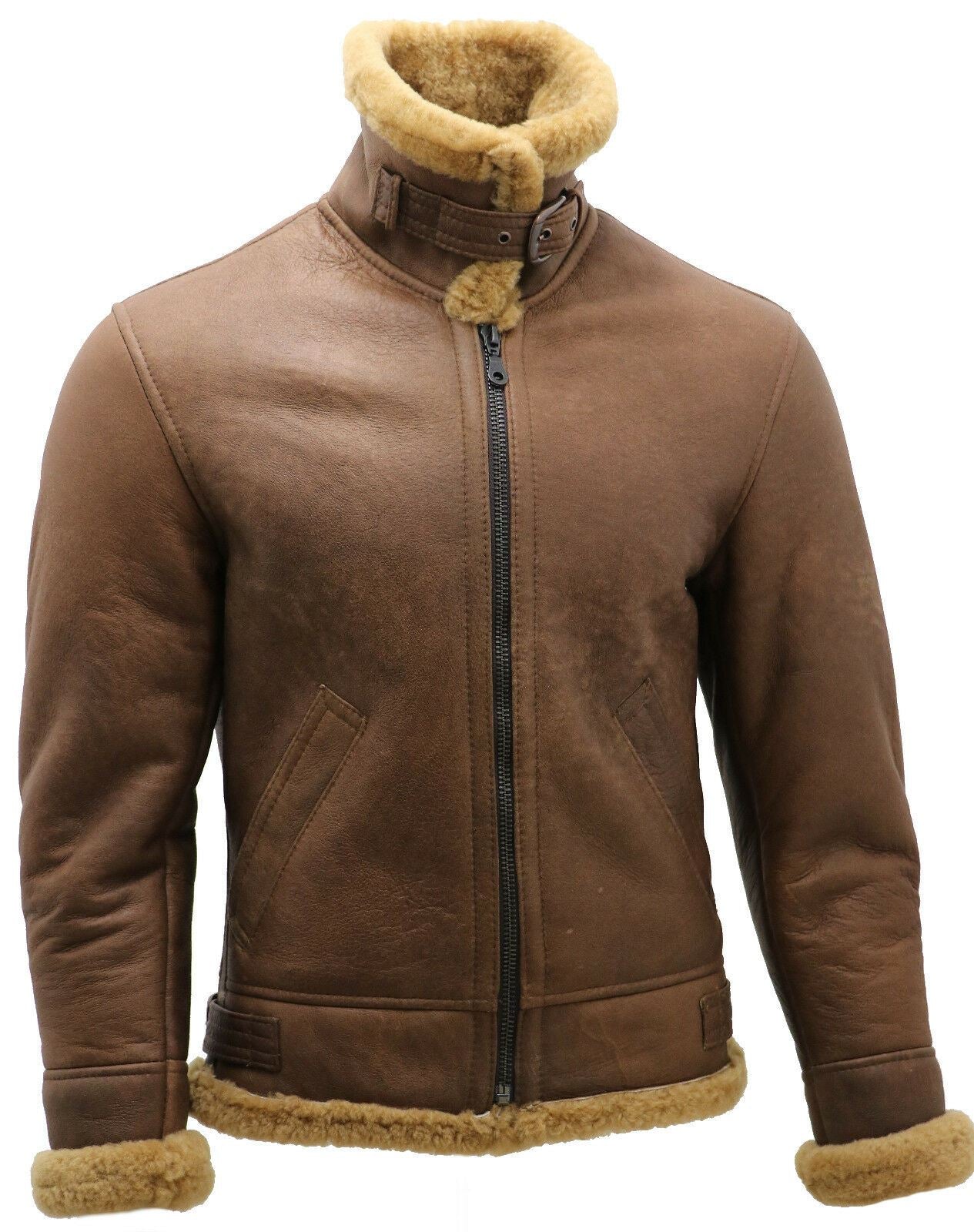 Mens Sheepskin Leather B3 Flying Aviator Aviator Jacket-Hessle - Image 5