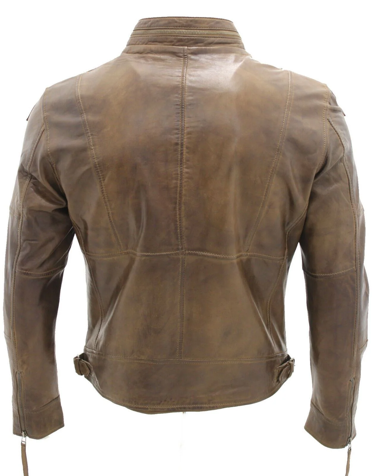 Mens Smart Biker Leather Jacket-Strood - Image 3