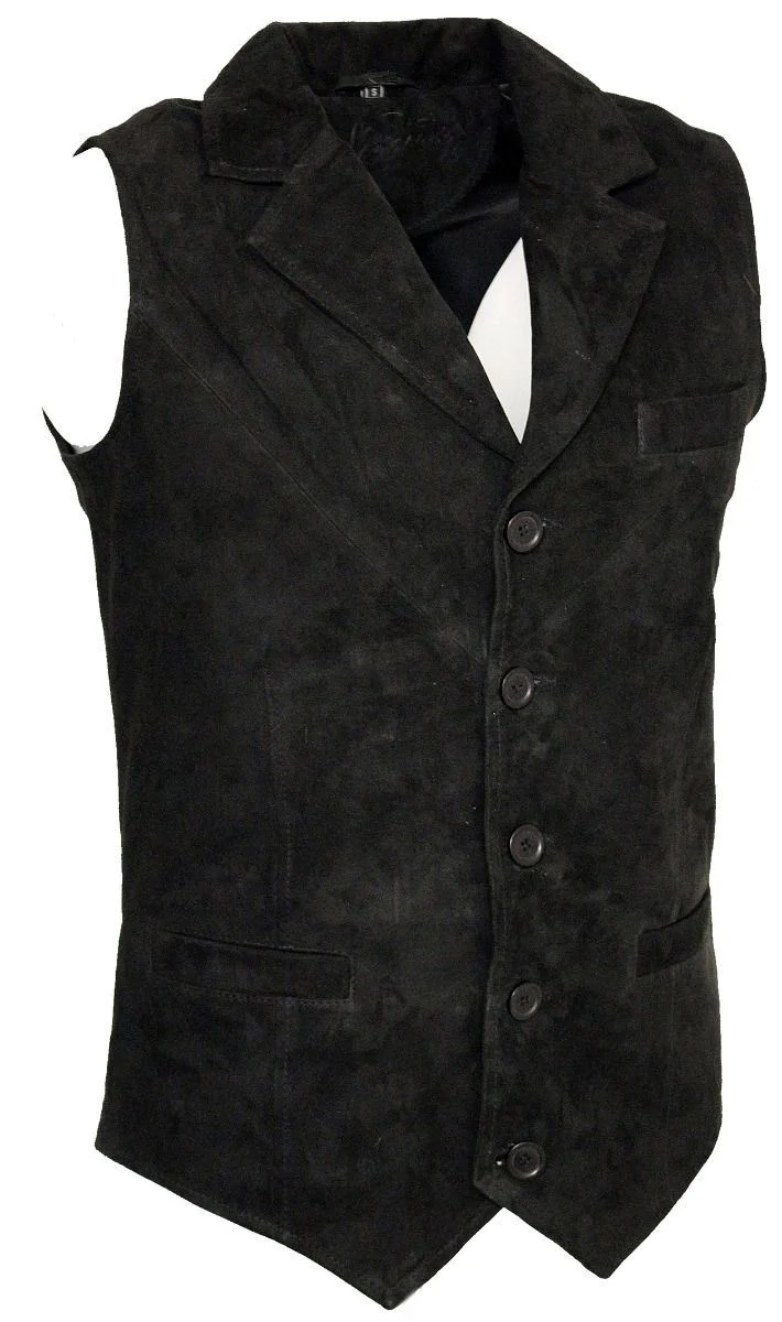 Mens Smooth Suede Leather Waistcoat-Gillingham - Image 15