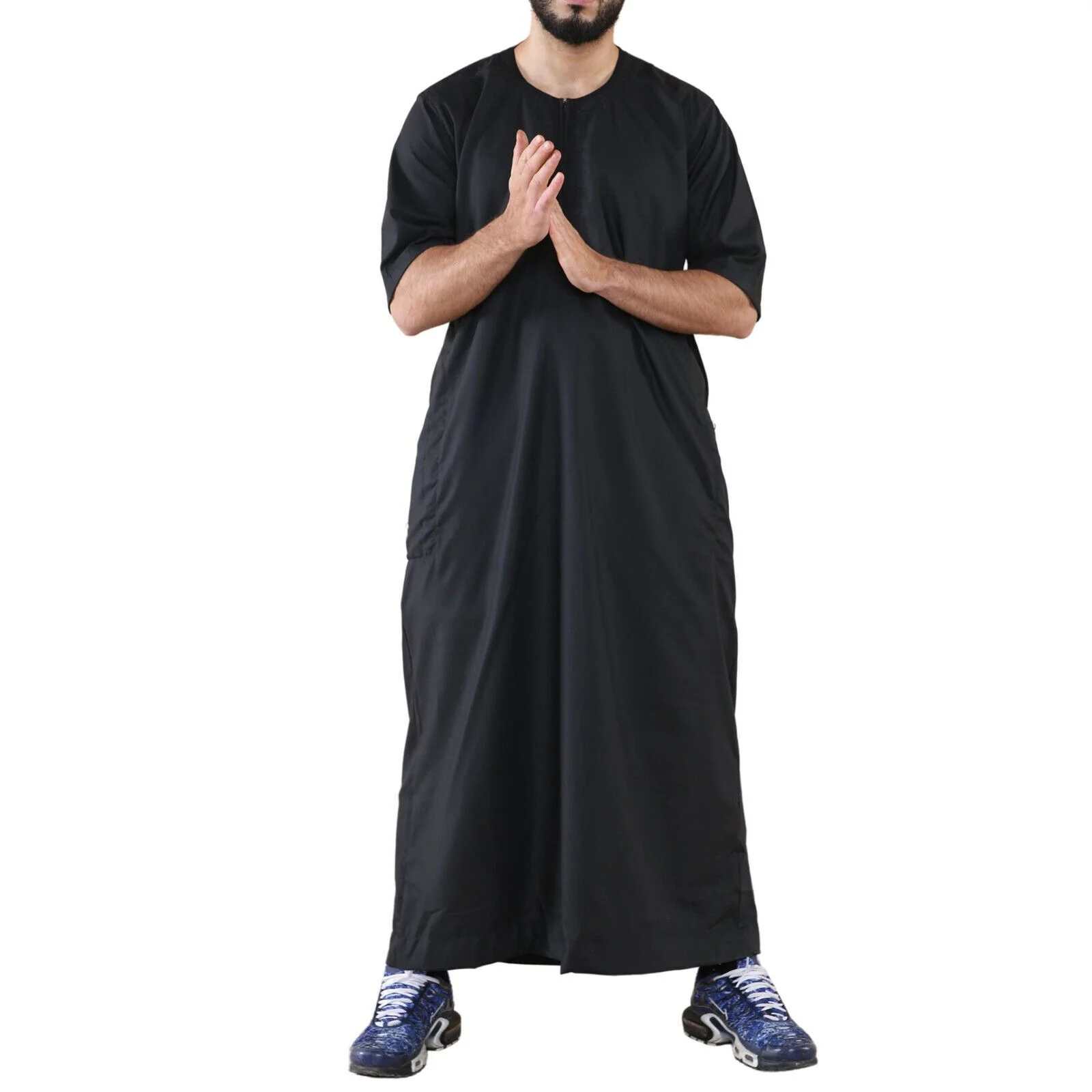 Mens Thobe Jubba Islamic Arab Moroccan Saudi Zipped Kaftan Arab Robe - Image 40