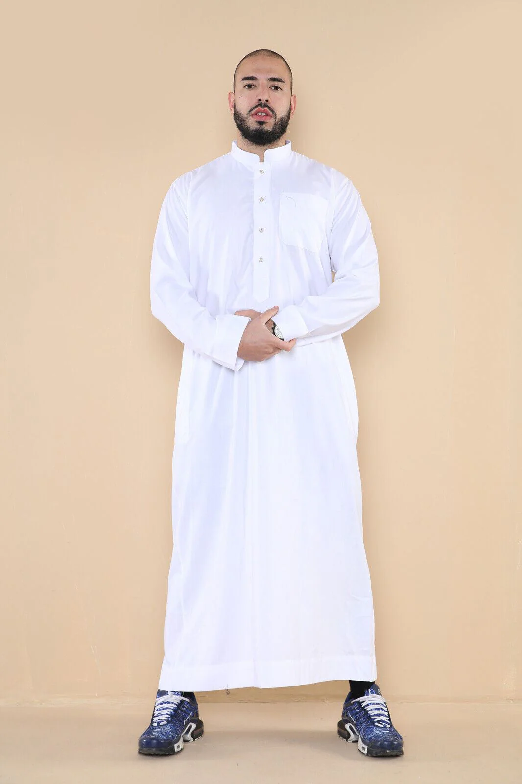 Mens Thobe Jubba Saudi Islamic Arabic Eid Cotton Kaftan Jubbah Umrah Robe - Image 17