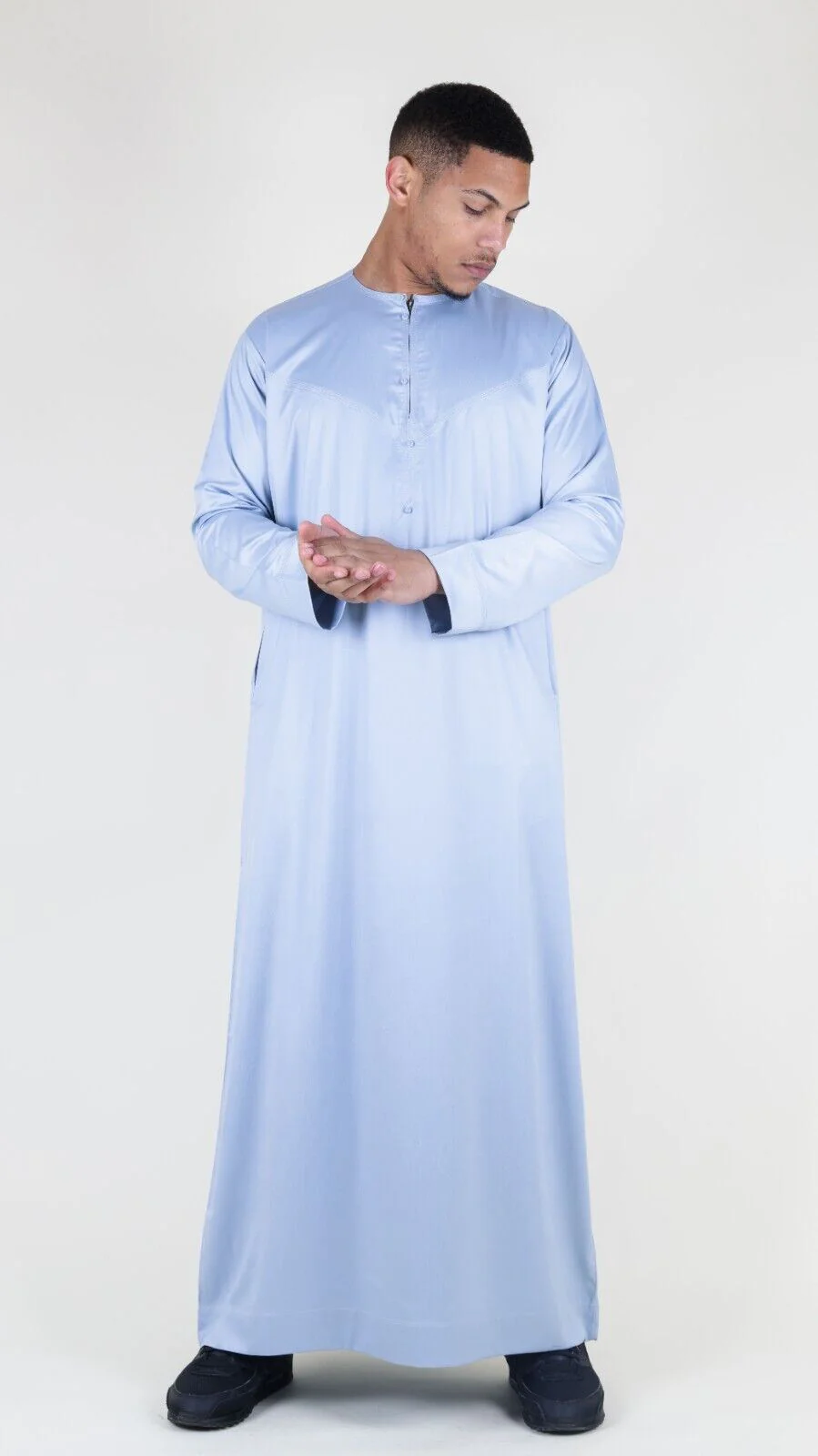 Men's Thobe Robe Satin Emirati Islamic Jubba Eid Slim Fit - Image 12