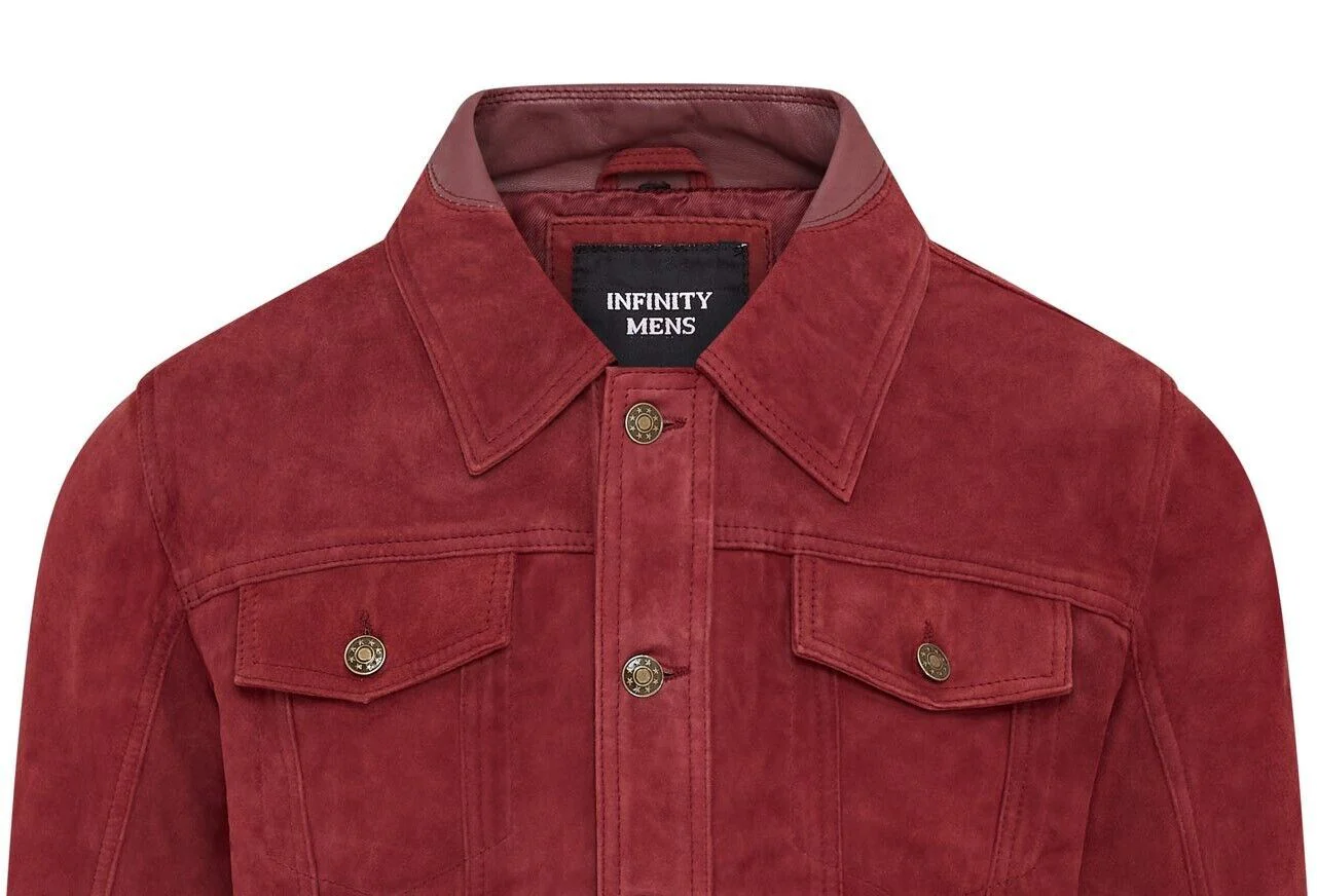 Mens Trucker Goat Suede Western Leather Jeans Jacket - Tunstall - Image 12