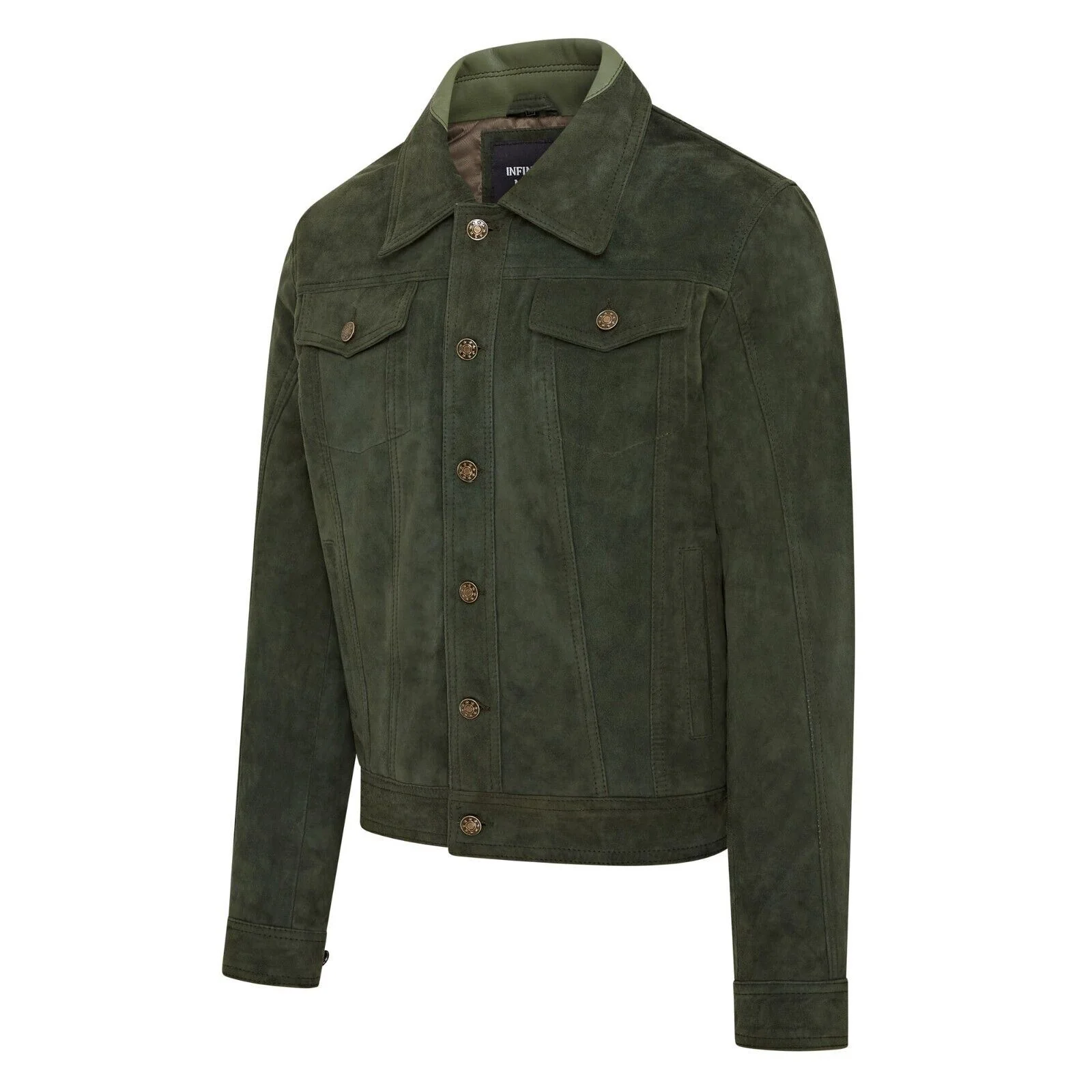 Mens Trucker Goat Suede Western Leather Jeans Jacket - Tunstall - Image 3