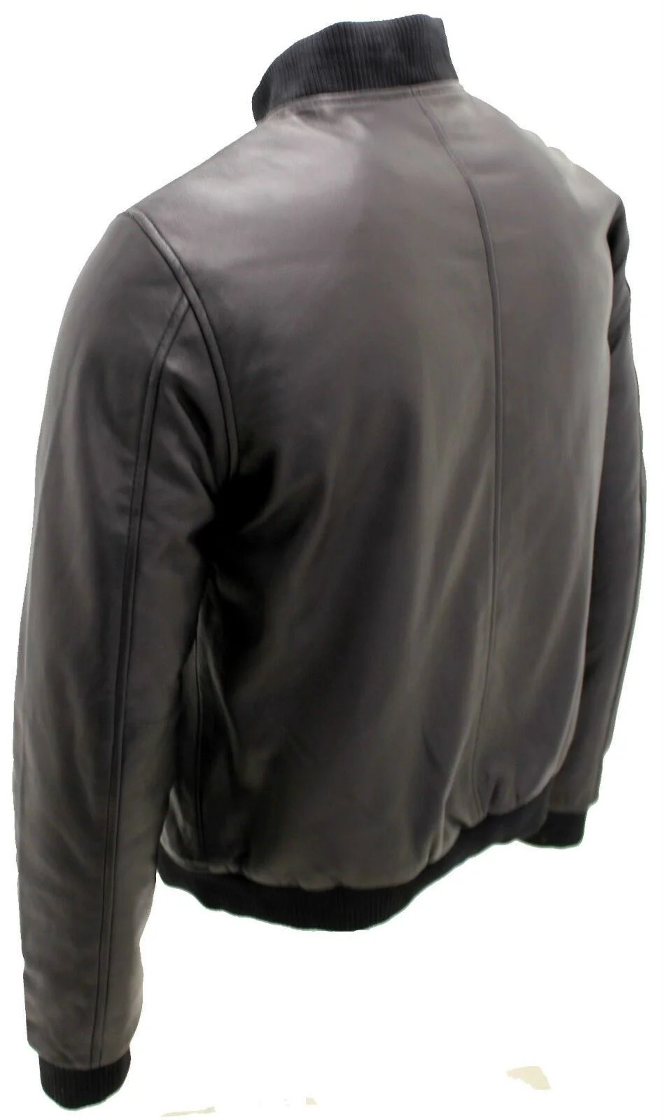 Mens Varsity Leather Bomber Jacket-Camelford - Image 4