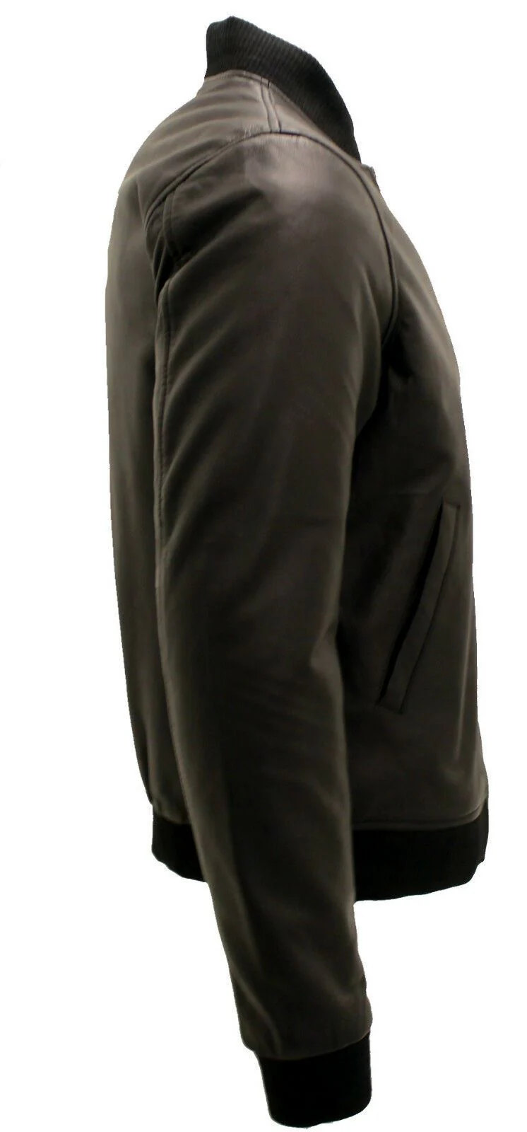 Mens Varsity Leather Bomber Jacket-Camelford - Image 5