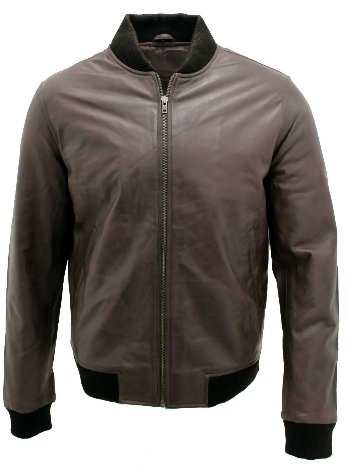 Mens Varsity Leather Bomber Jacket-Camelford - Image 6