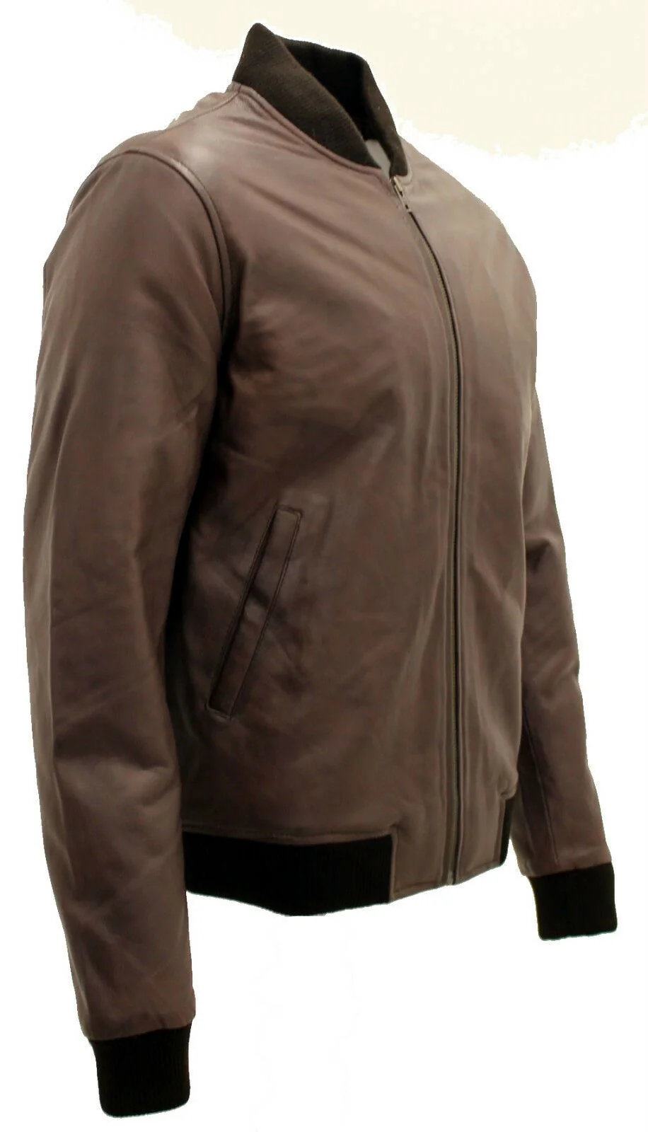 Mens Varsity Leather Bomber Jacket-Camelford - Image 8
