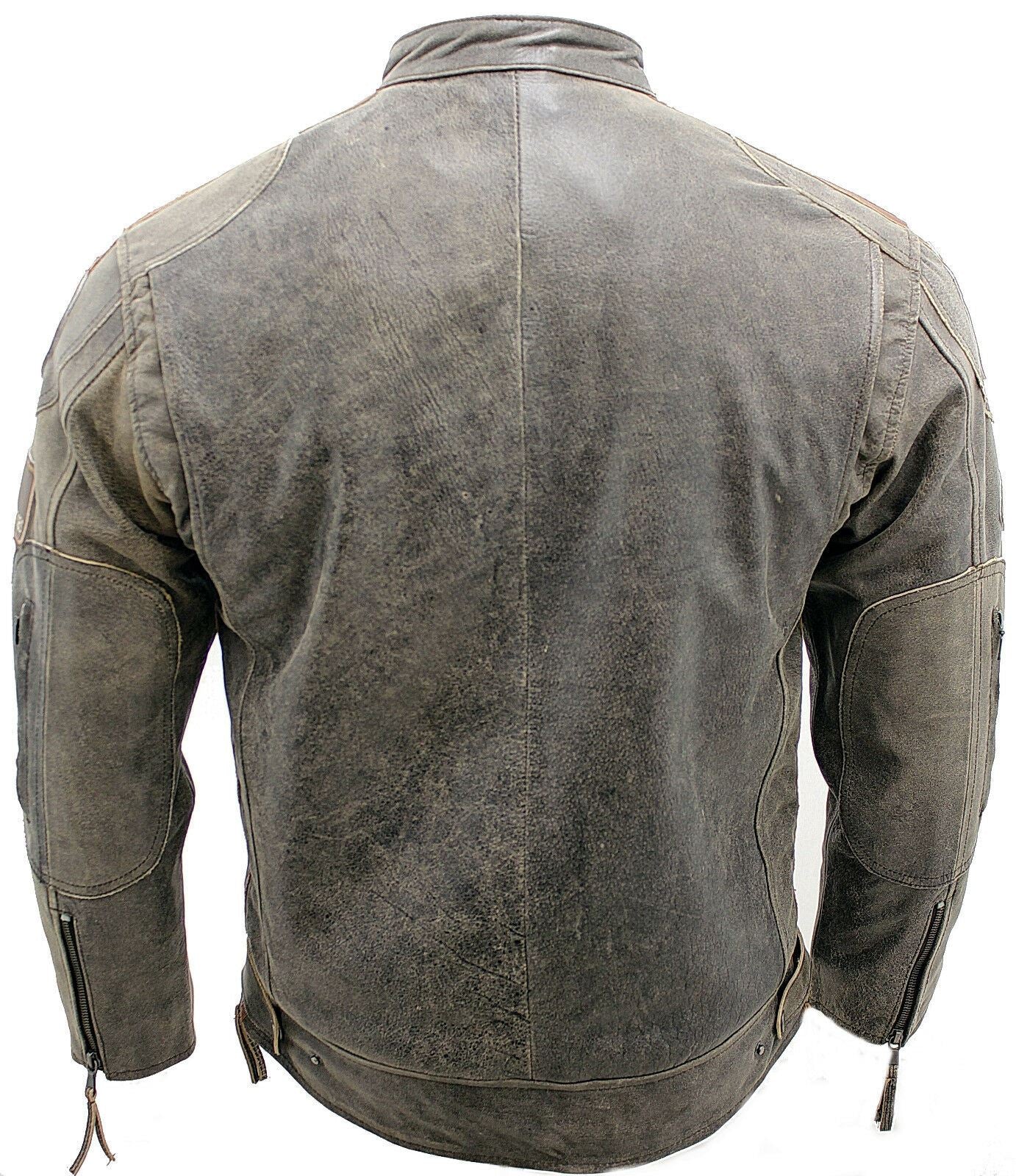 Mens Versatile Leather Biker Jacket-Stone - Image 11
