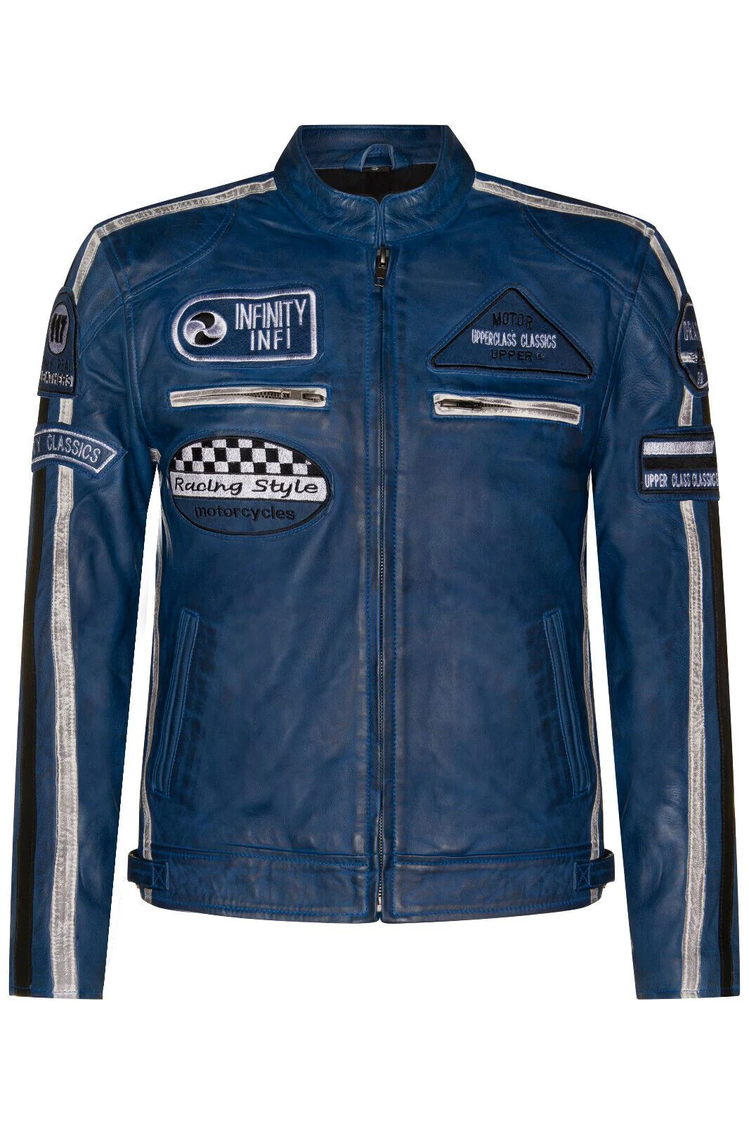 Mens Versatile Leather Biker Jacket-Stone - Image 14