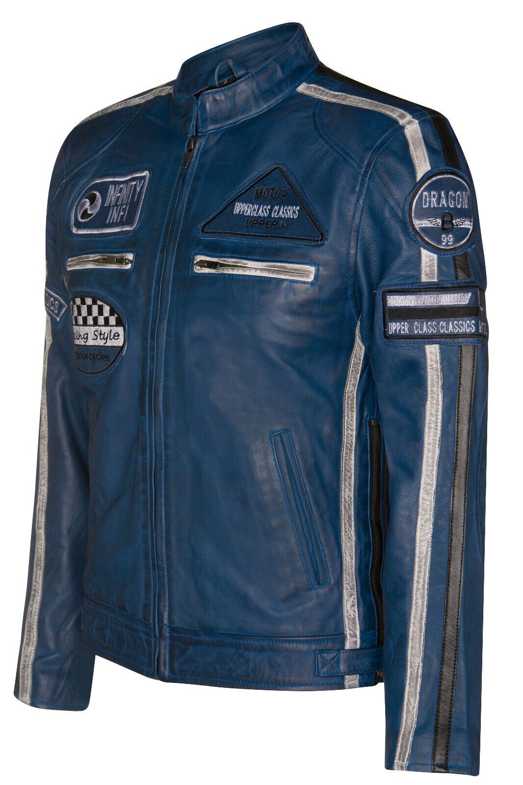 Mens Versatile Leather Biker Jacket-Stone - Image 15