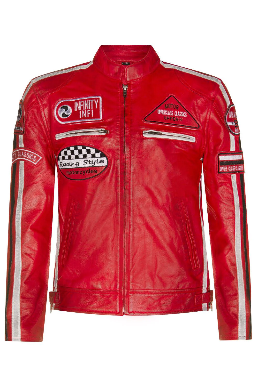 Mens Versatile Leather Biker Jacket-Stone - Image 18