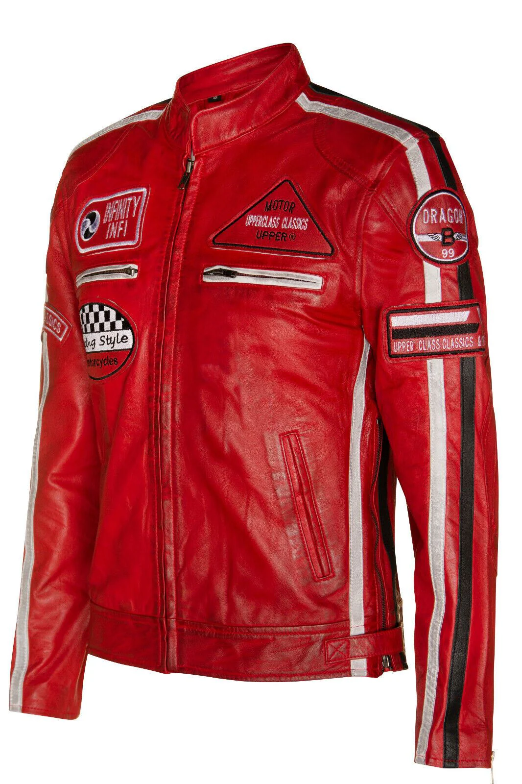 Mens Versatile Leather Biker Jacket-Stone - Image 19