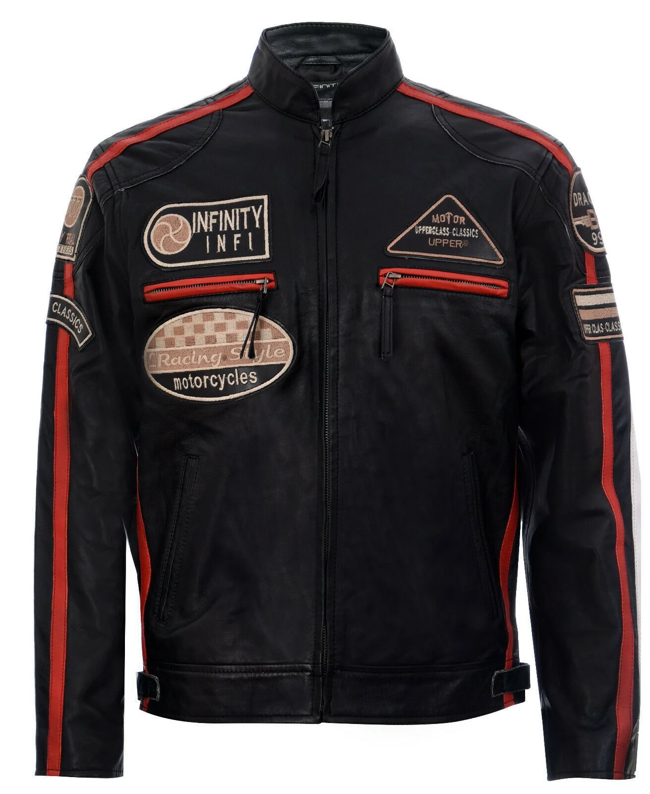 Mens Versatile Leather Biker Jacket-Stone - Image 22