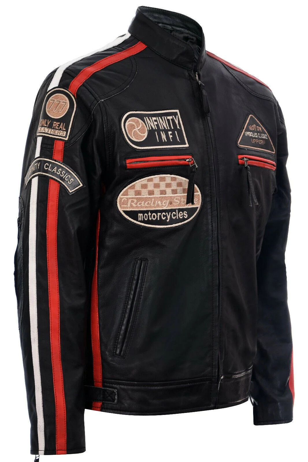 Mens Versatile Leather Biker Jacket-Stone - Image 23