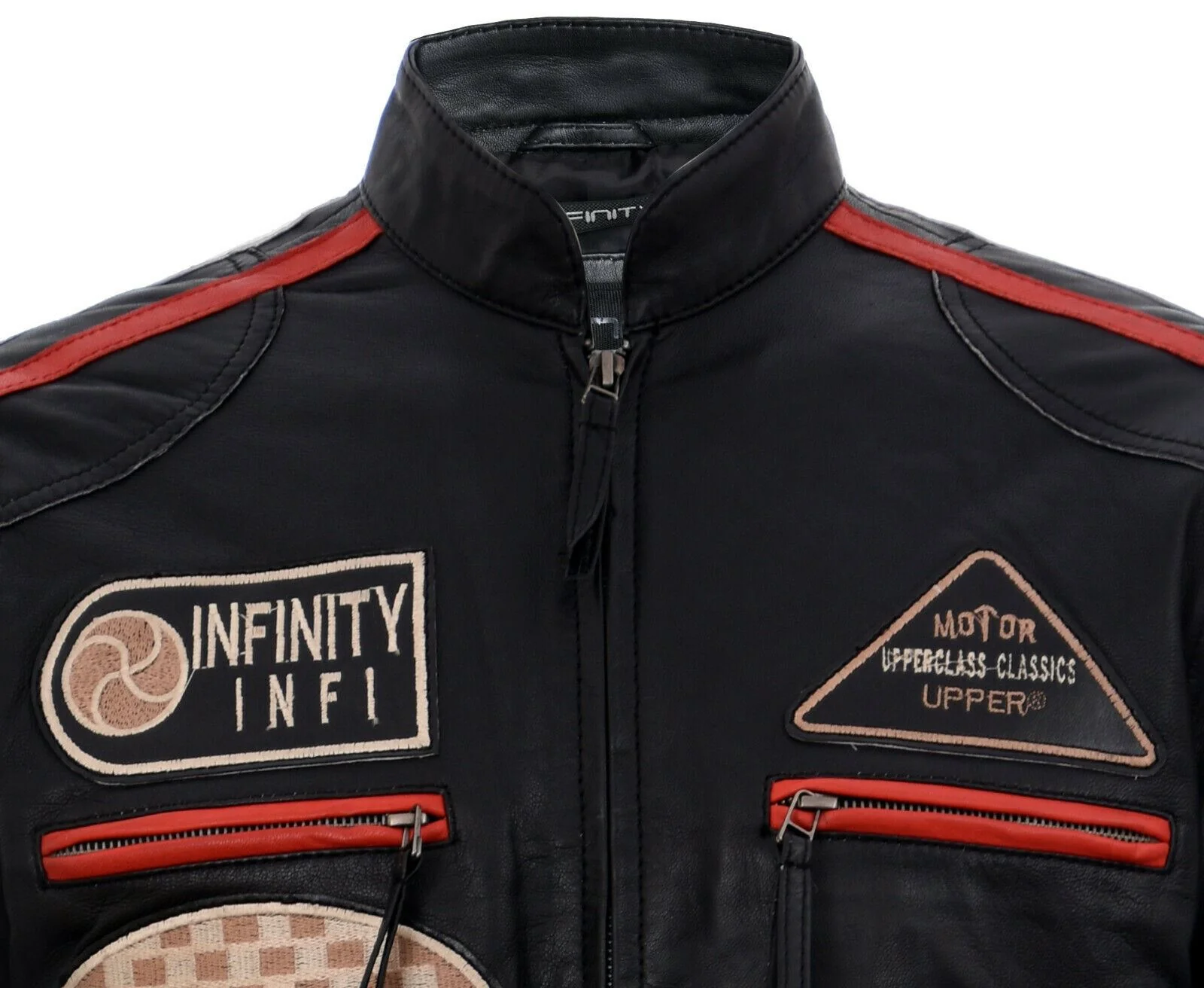 Mens Versatile Leather Biker Jacket-Stone - Image 25