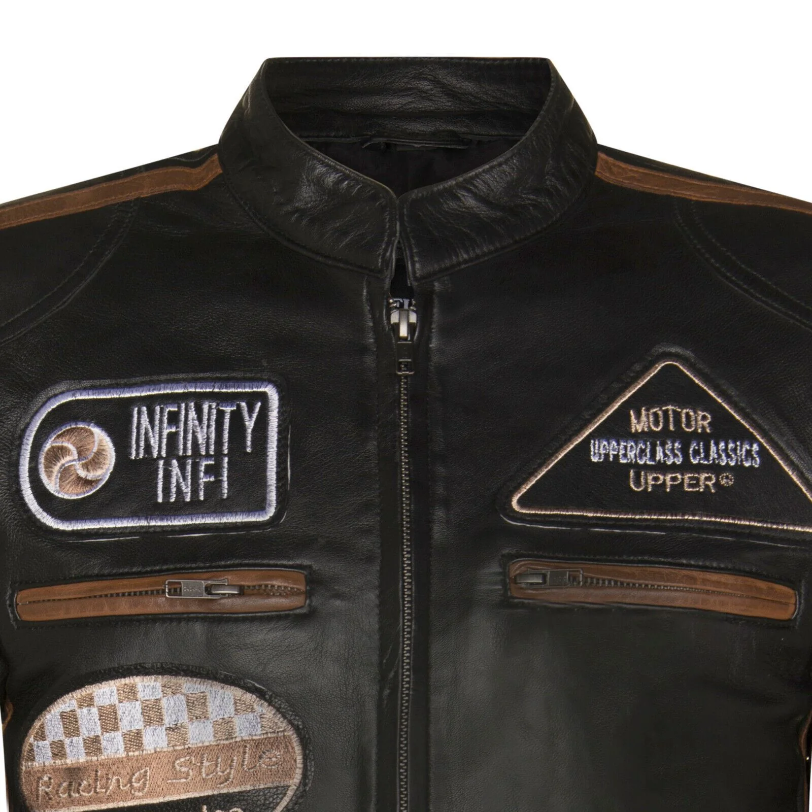 Mens Versatile Leather Biker Jacket-Stone - Image 29
