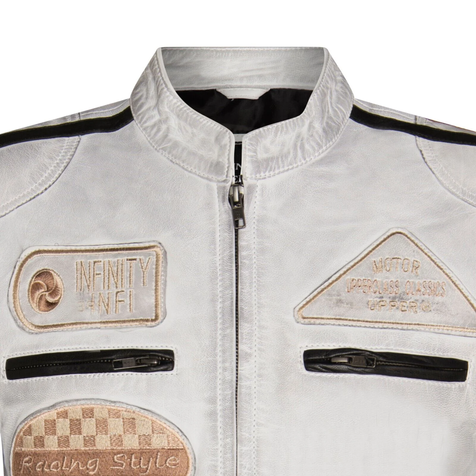 Mens Versatile Leather Biker Jacket-Stone - Image 4