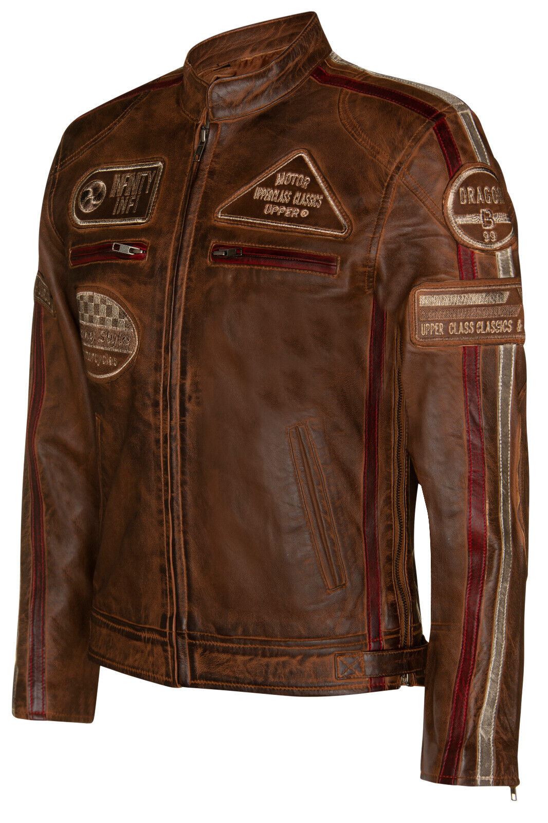 Mens Versatile Leather Biker Jacket-Stone - Image 6
