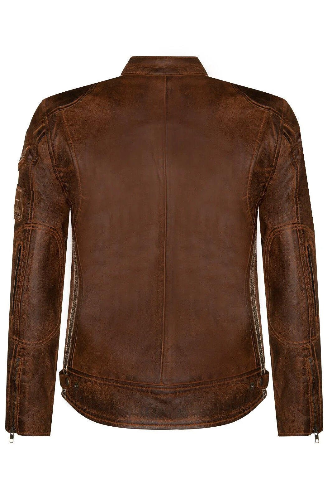 Mens Versatile Leather Biker Jacket-Stone - Image 7
