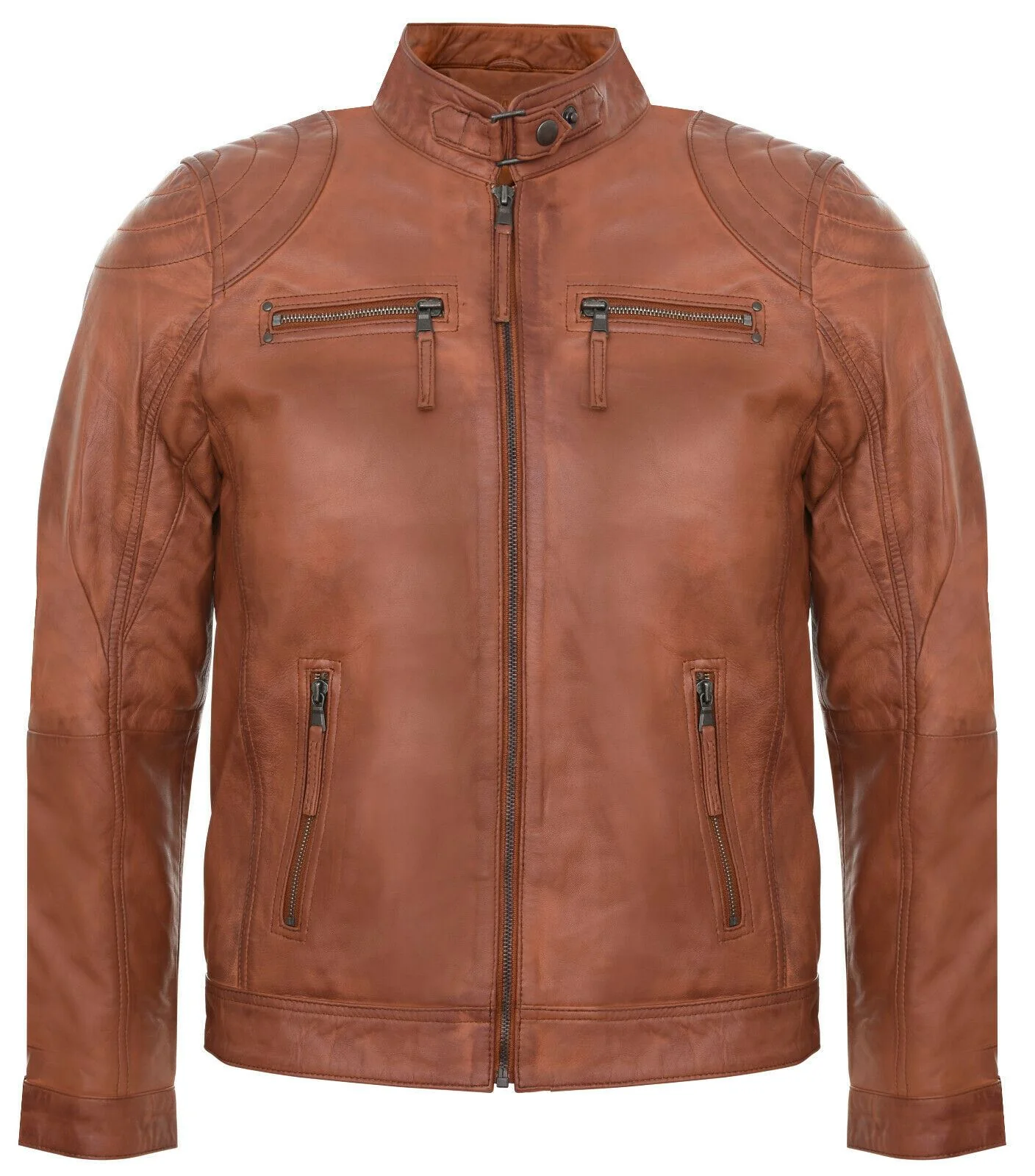 Mens Versatile Moto Leather Biker Jacket-Stapleford - Image 5