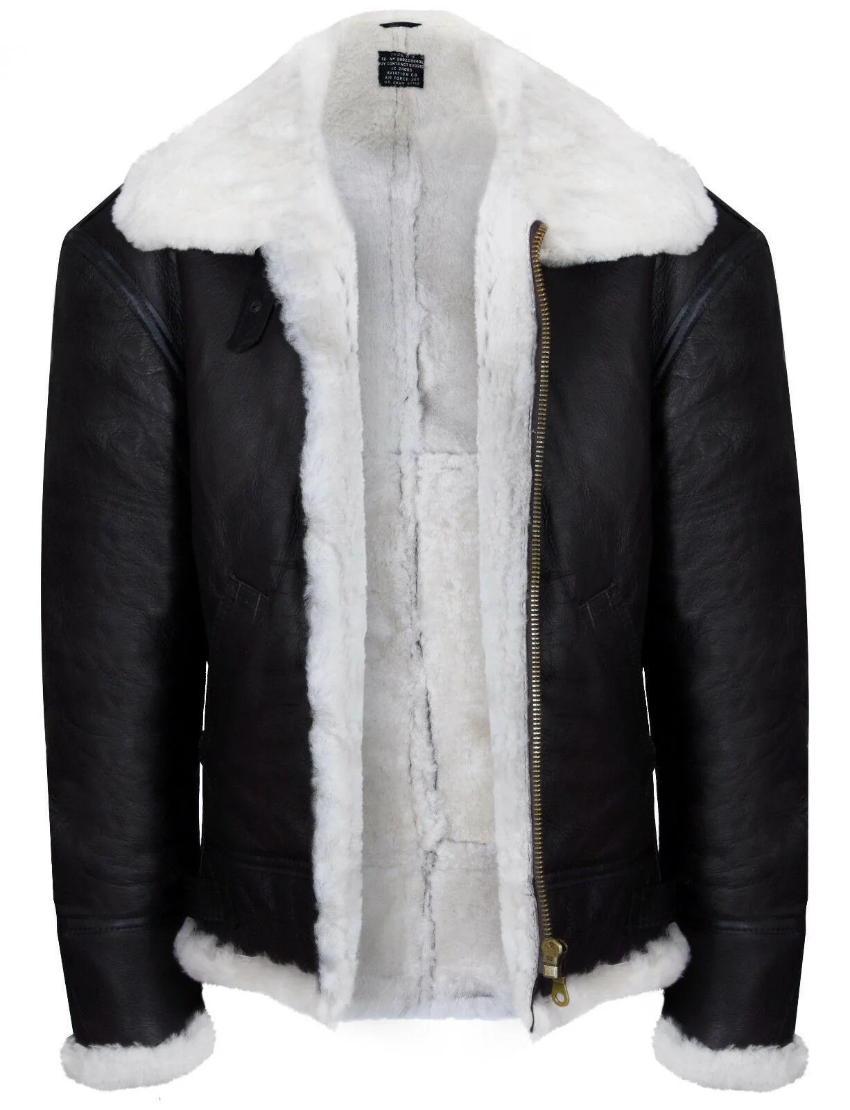 Mens Warm Sheepskin Aviator Zip-Up Flight Jacket-Harrogate - Image 8
