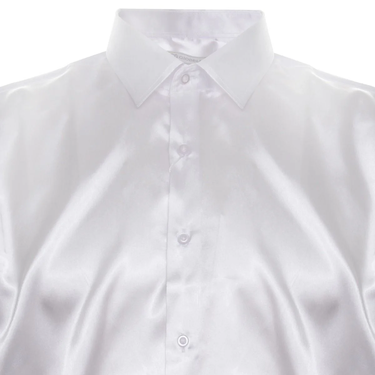 Mens White Satin Silk Shirt Smart Casual Button Down Cuff Tailored Fit - Image 3