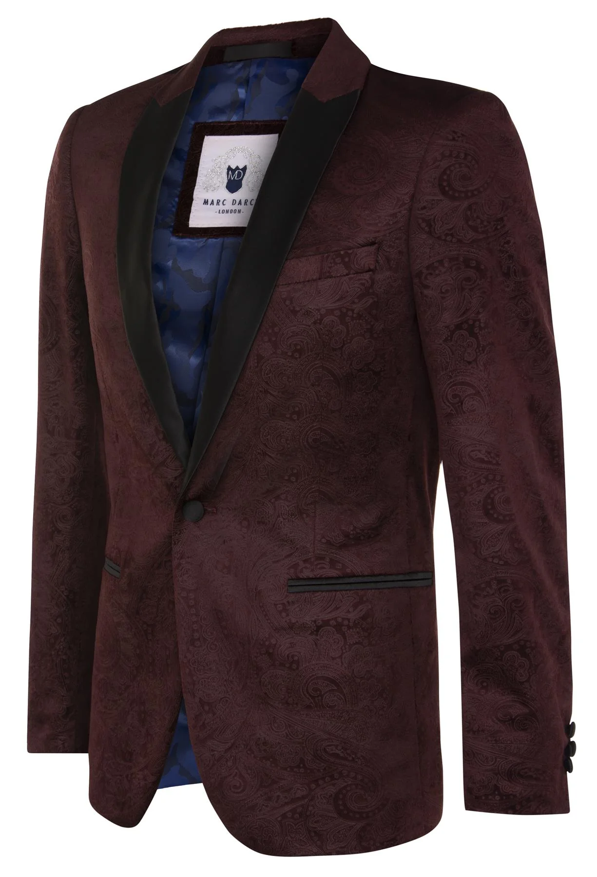 Mens Wine Velvet Paisley Blazer Dinner Jacket - Image 3