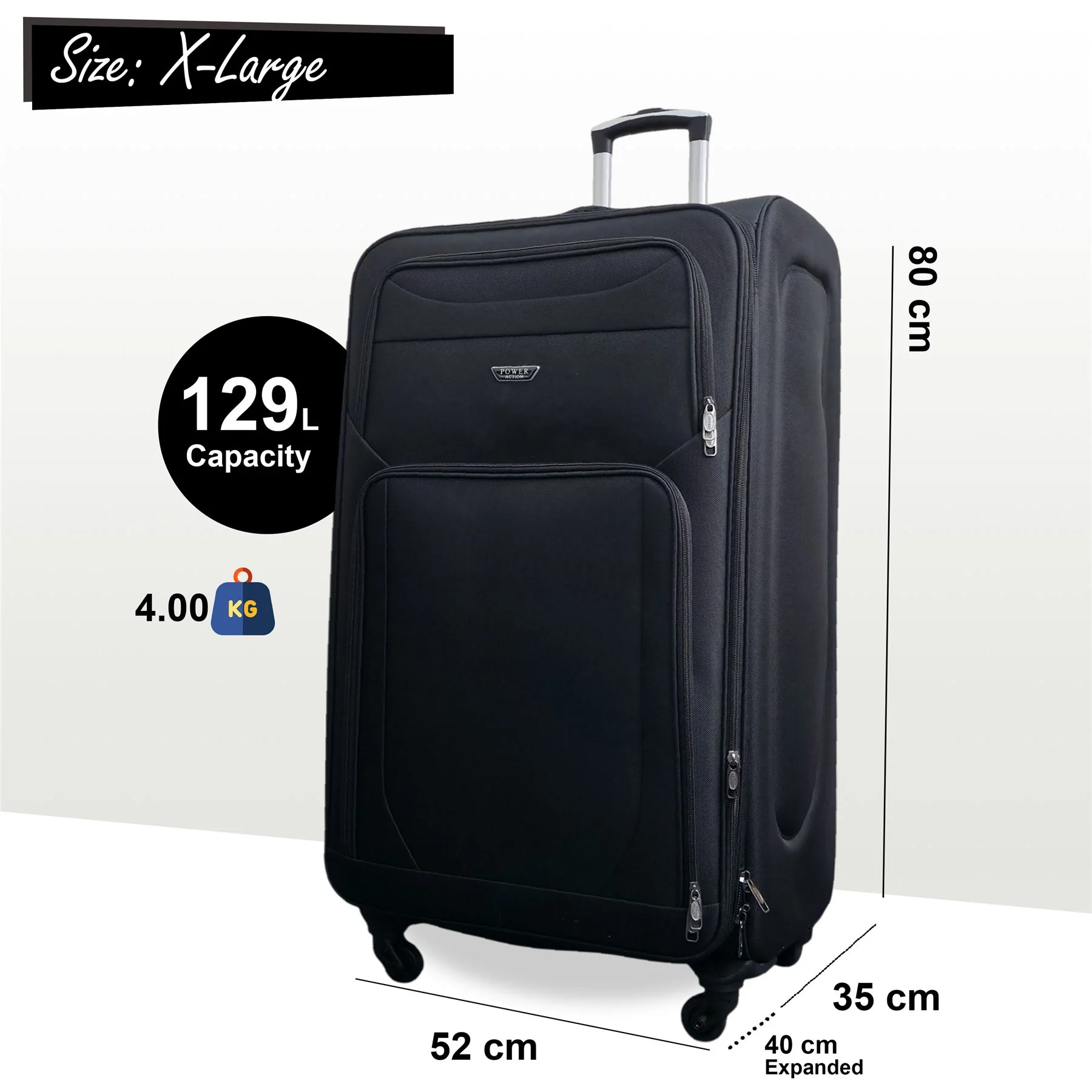 Nagoya X-Large Soft Shell Suitcase in Black - Image 2