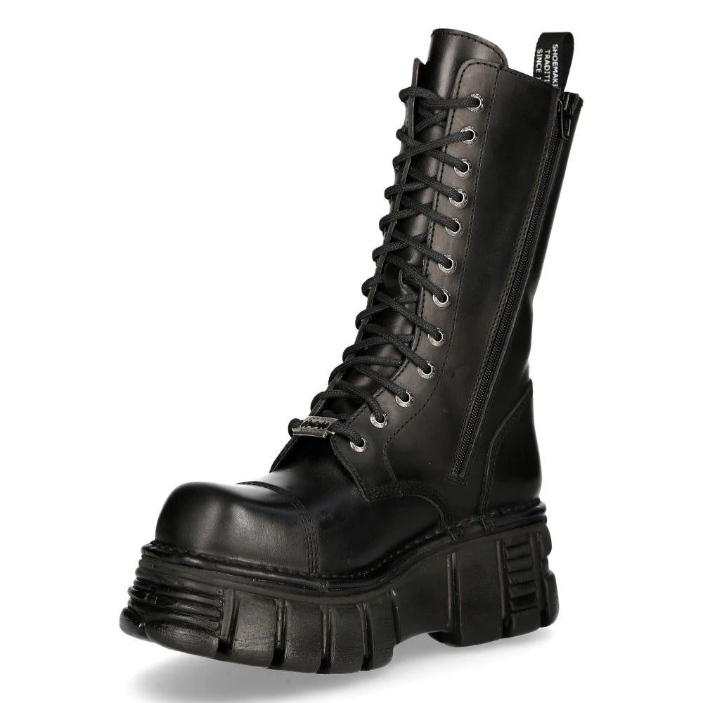 New Rock Unisex Metallic Black Techno Biker Boots- M-MILI211C-C1 - Image 5