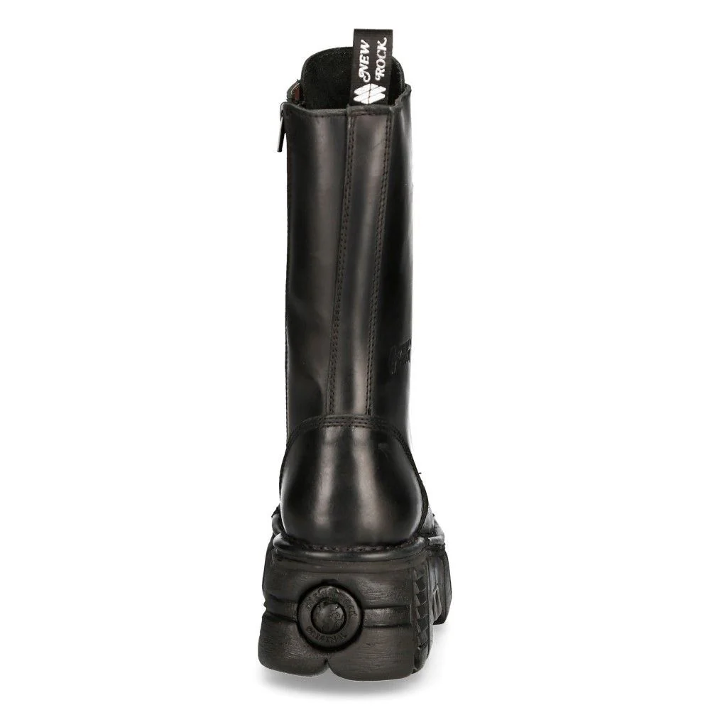 New Rock Unisex Metallic Black Techno Biker Boots- M-MILI211C-C1 - Image 6