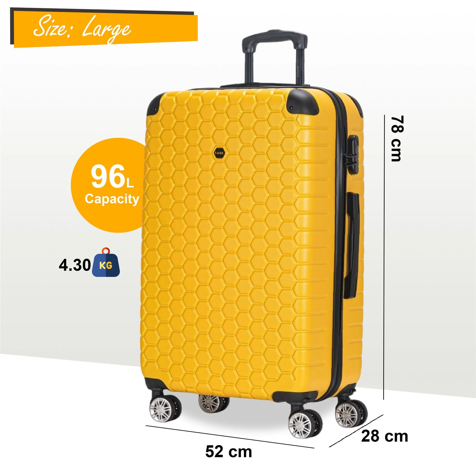 Noda Large Hard Shell Suitcase in Yellow - Image 2
