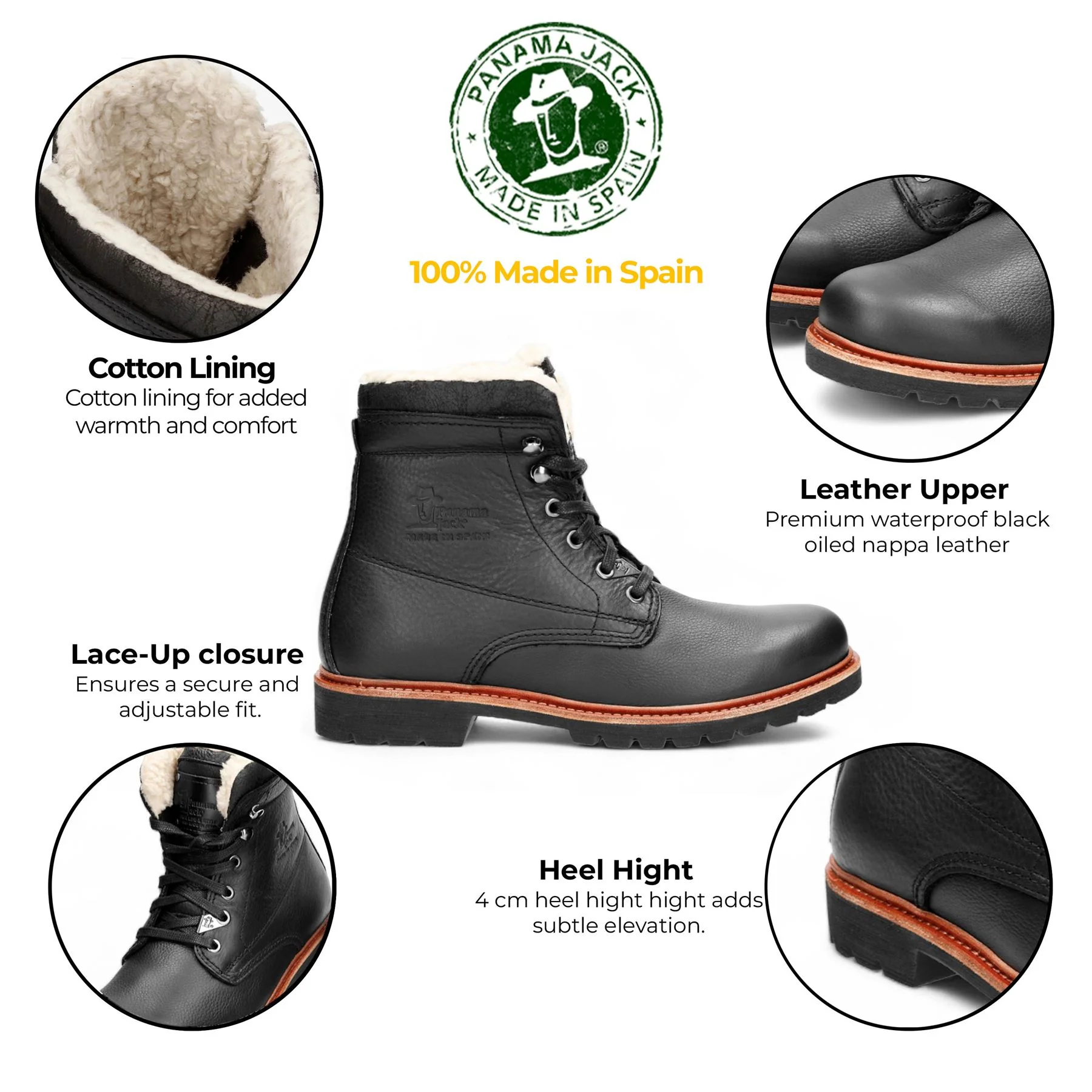 Panama Jacks Men's Black P03 Aviator Leather Boots - Image 2