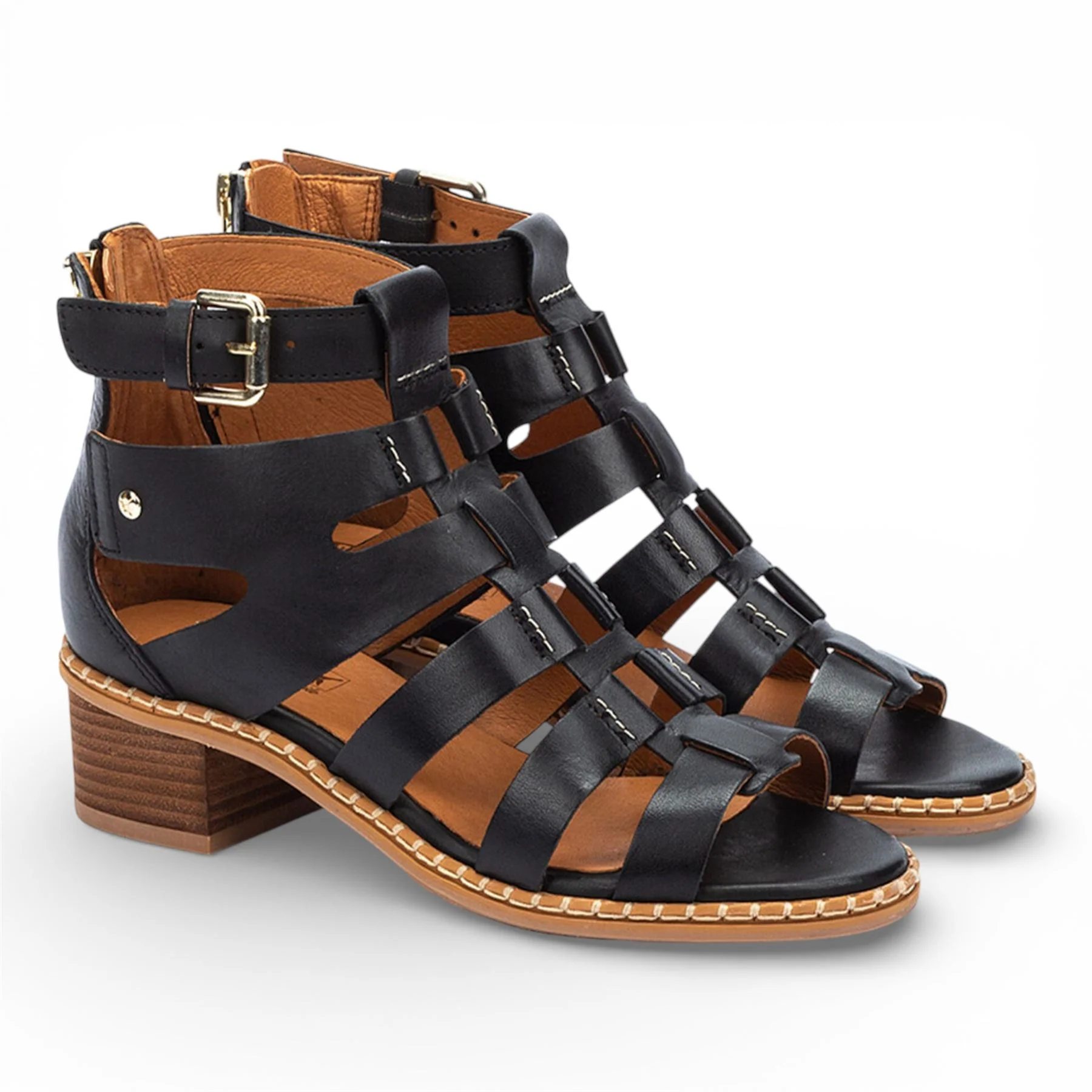 Pikolinos Women's Black Leather Block-Heel Gladiator Sandals - Blanes - Image 4