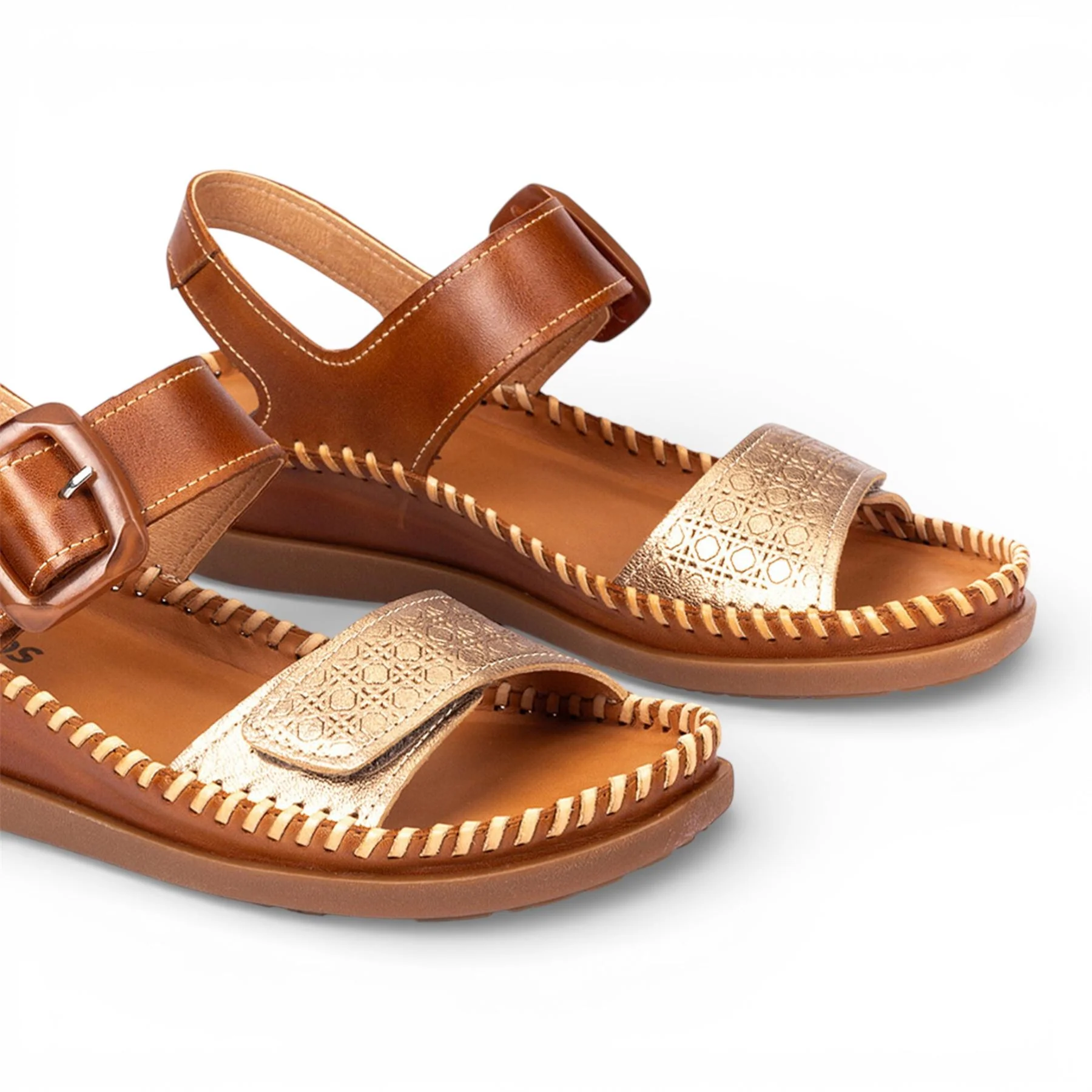 Pikolinos Women's Brown Leather Lightweight Summer Wedge Sandals - Cadaques - Image 6