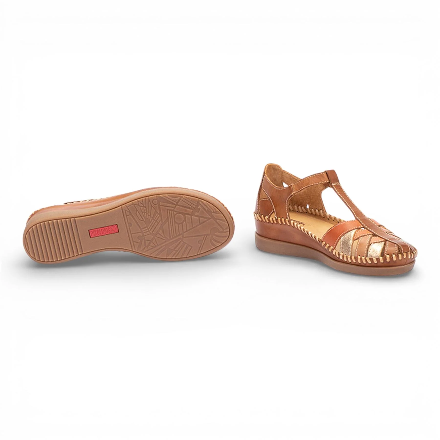Pikolinos Women's Brown Leather Semi-Open Wedge Sandal Shoes - Cadaques - Image 7